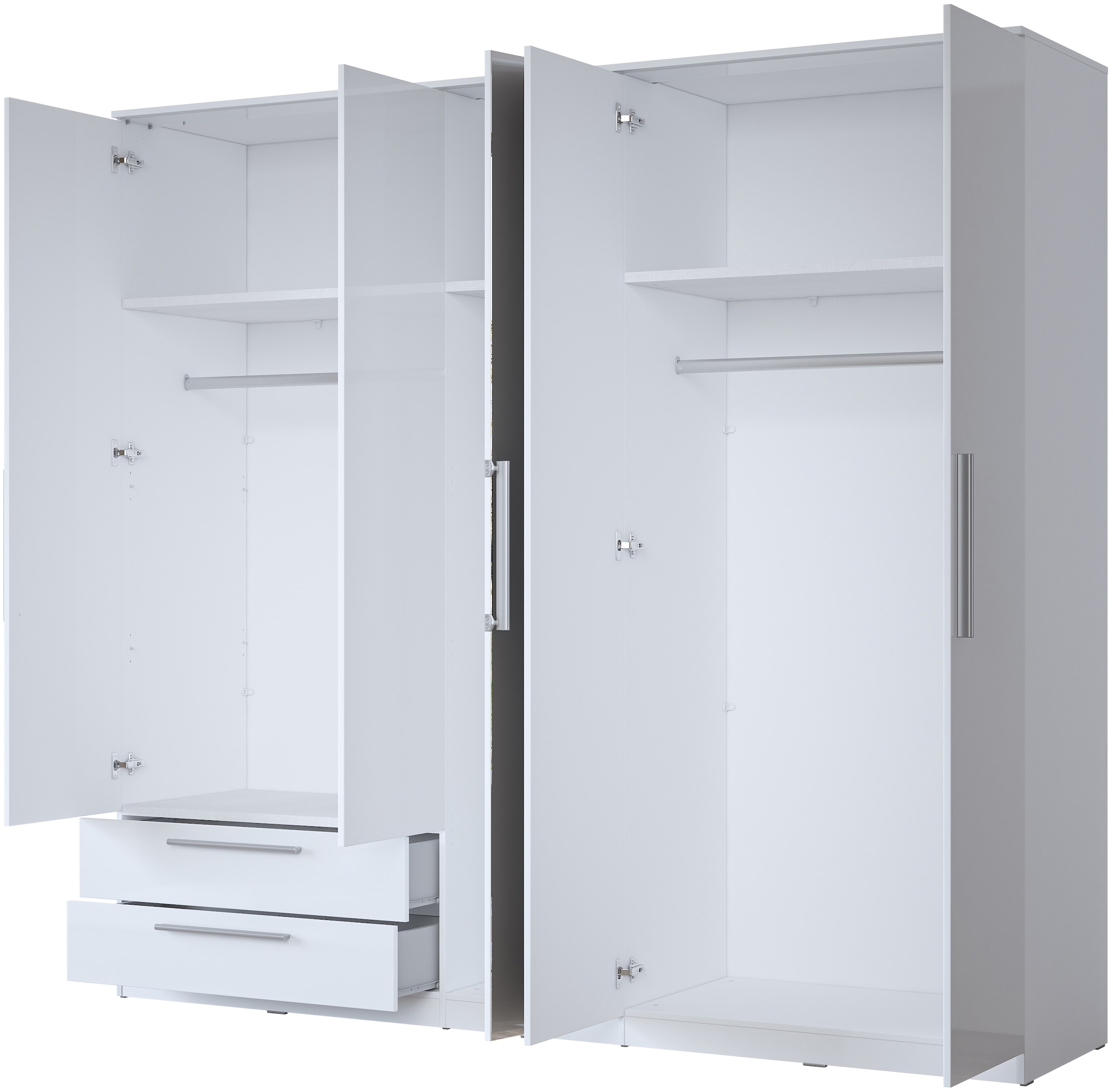 Home affaire Kleiderschrank »India, FSC-zertifizierter Holzwerkstoff, Made in Europe«, (in Schieferoptik oder weiss mit Hochglanzfront), mit Beleuchtung und Fernbedienung, 181 oder 225x215x60cm