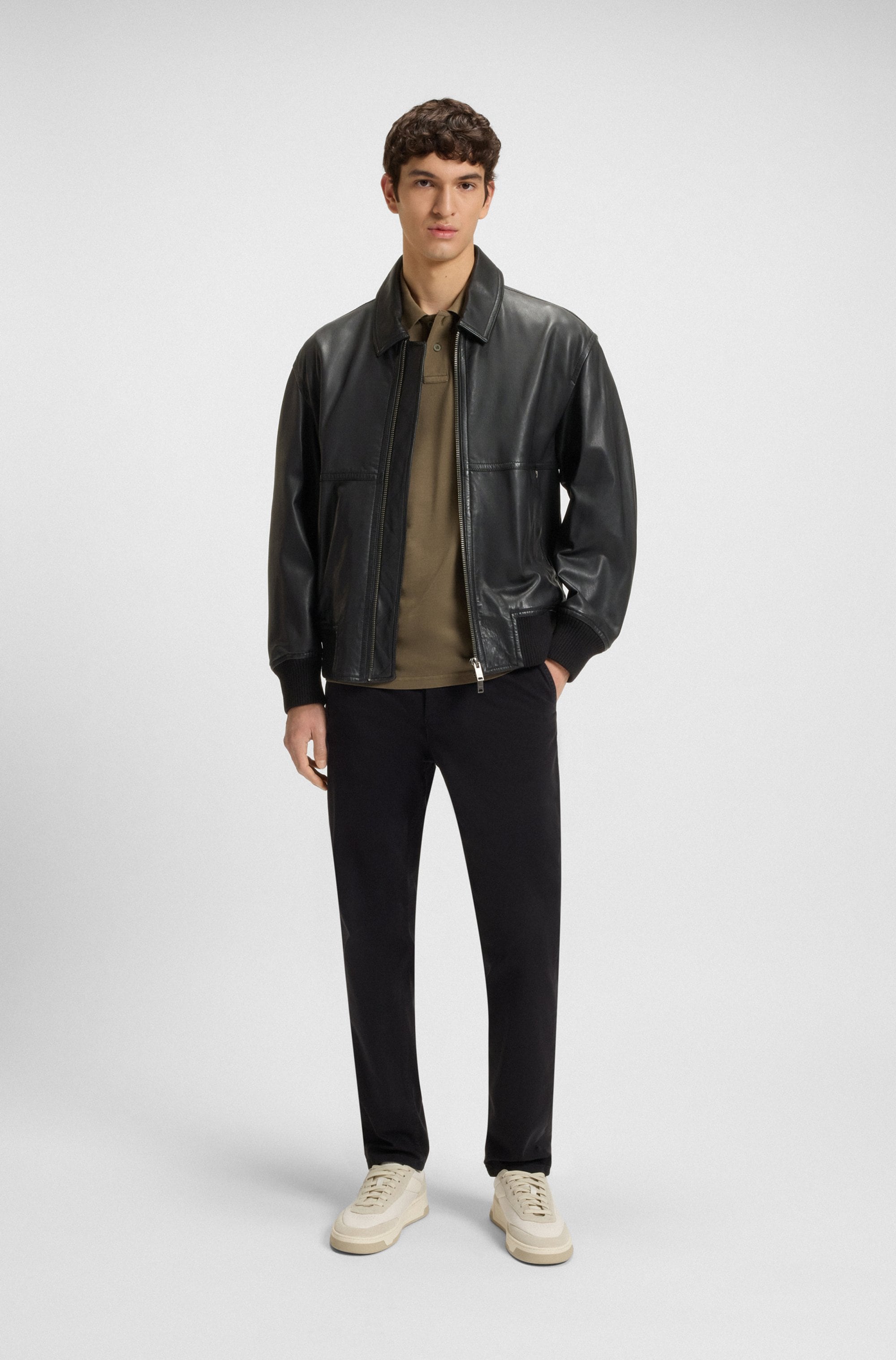 BOSS ORANGE Lederjacke »Joberg«, mit Reissverschlusstaschen