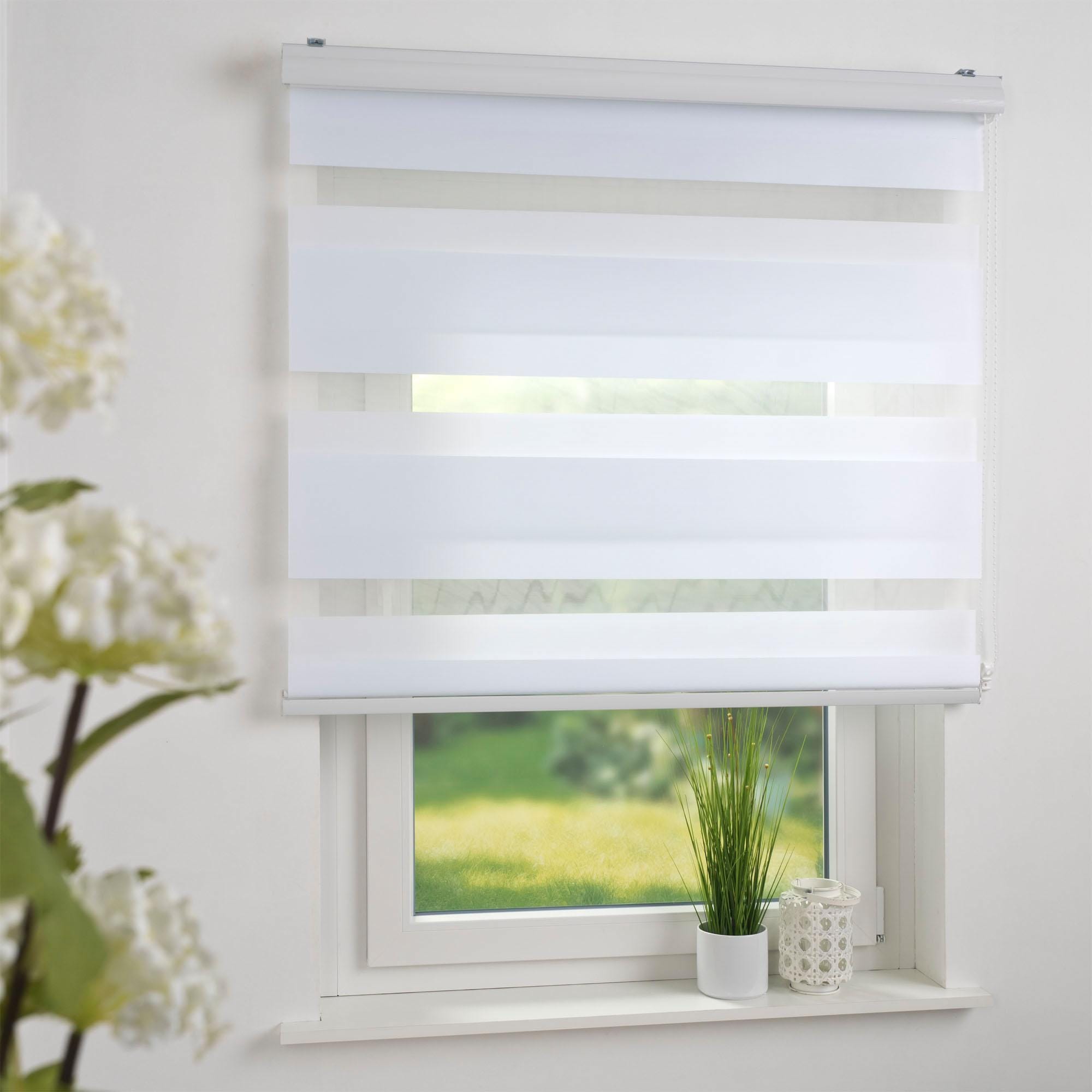 Liedeco Doppelrollo »DUO-Rollo mit 20 cm Streifen«, Lichtschutz, mit Bohren, im Fixmass