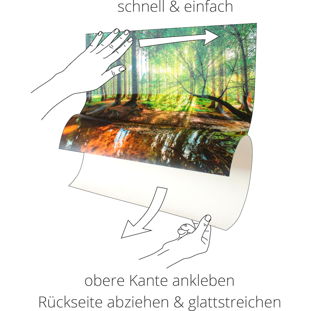Artland Wandbild »Fensterblick Angelsteg am Fluss«, Fensterblick, (1 St.)