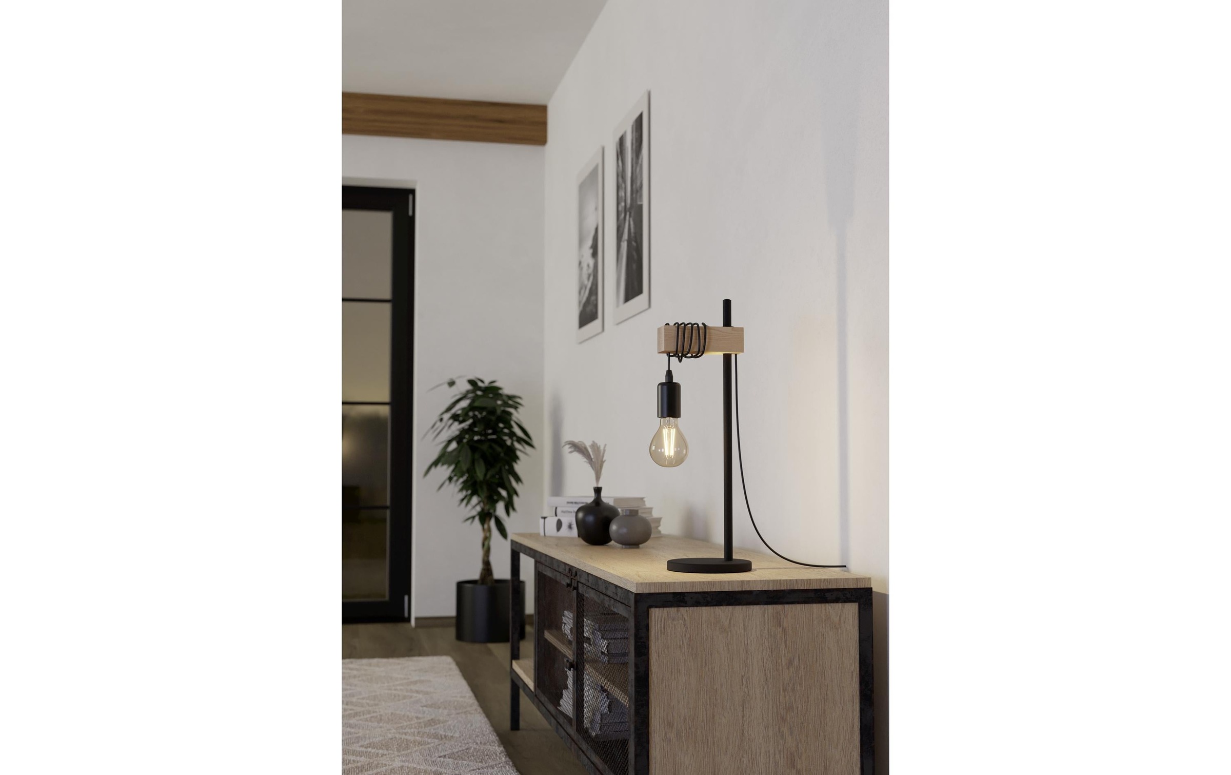 EGLO LED Tischleuchte »TOWNSHEND exkl E27 1x10W«, Holzart: Kiefer (Neuseeland)