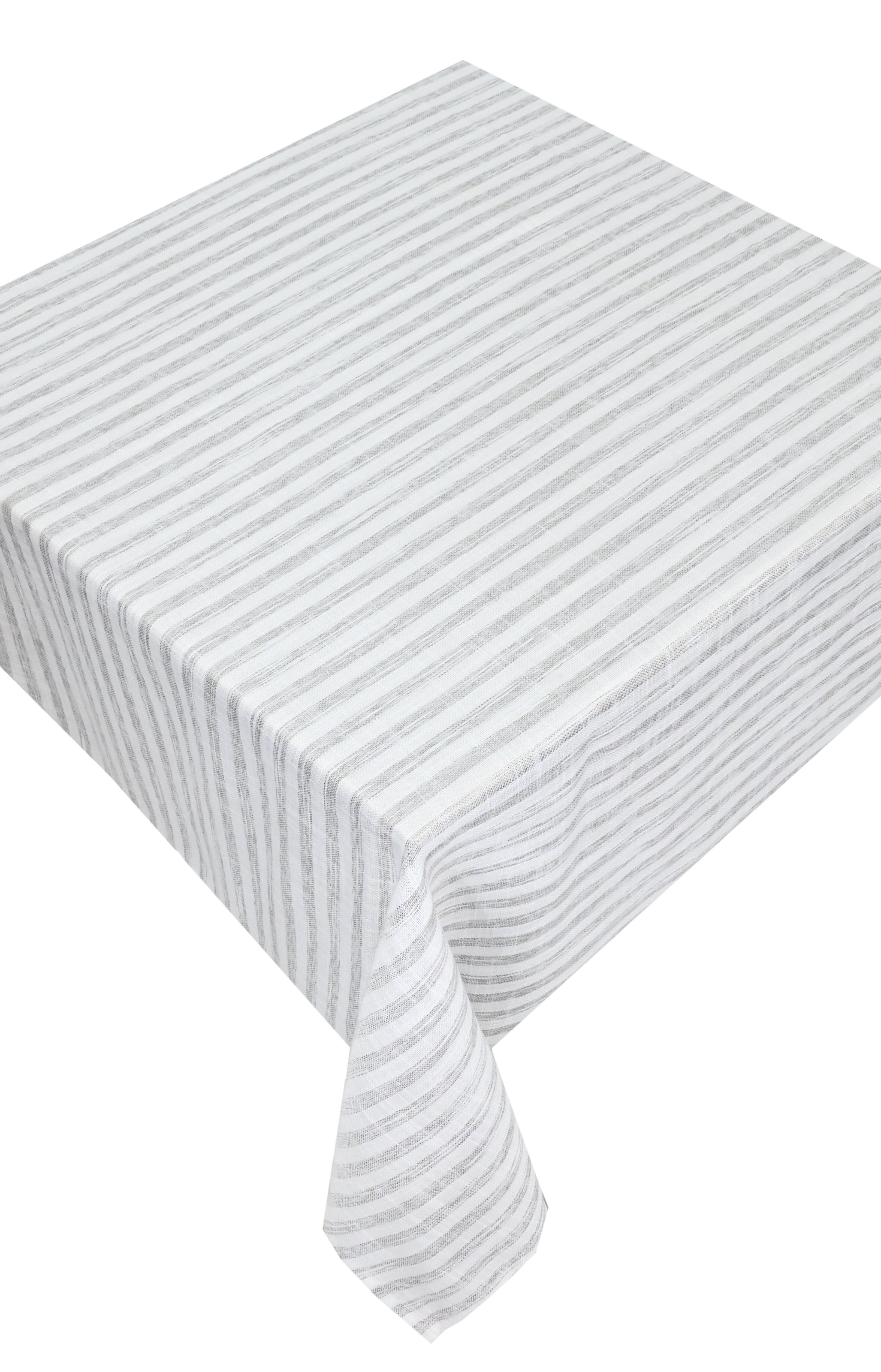OTTO home Tischdecke "Marric 1 Stück, halbtransparent, Dekoration," halbtransparente Tischdecke, Leinenoptik mit Streifen