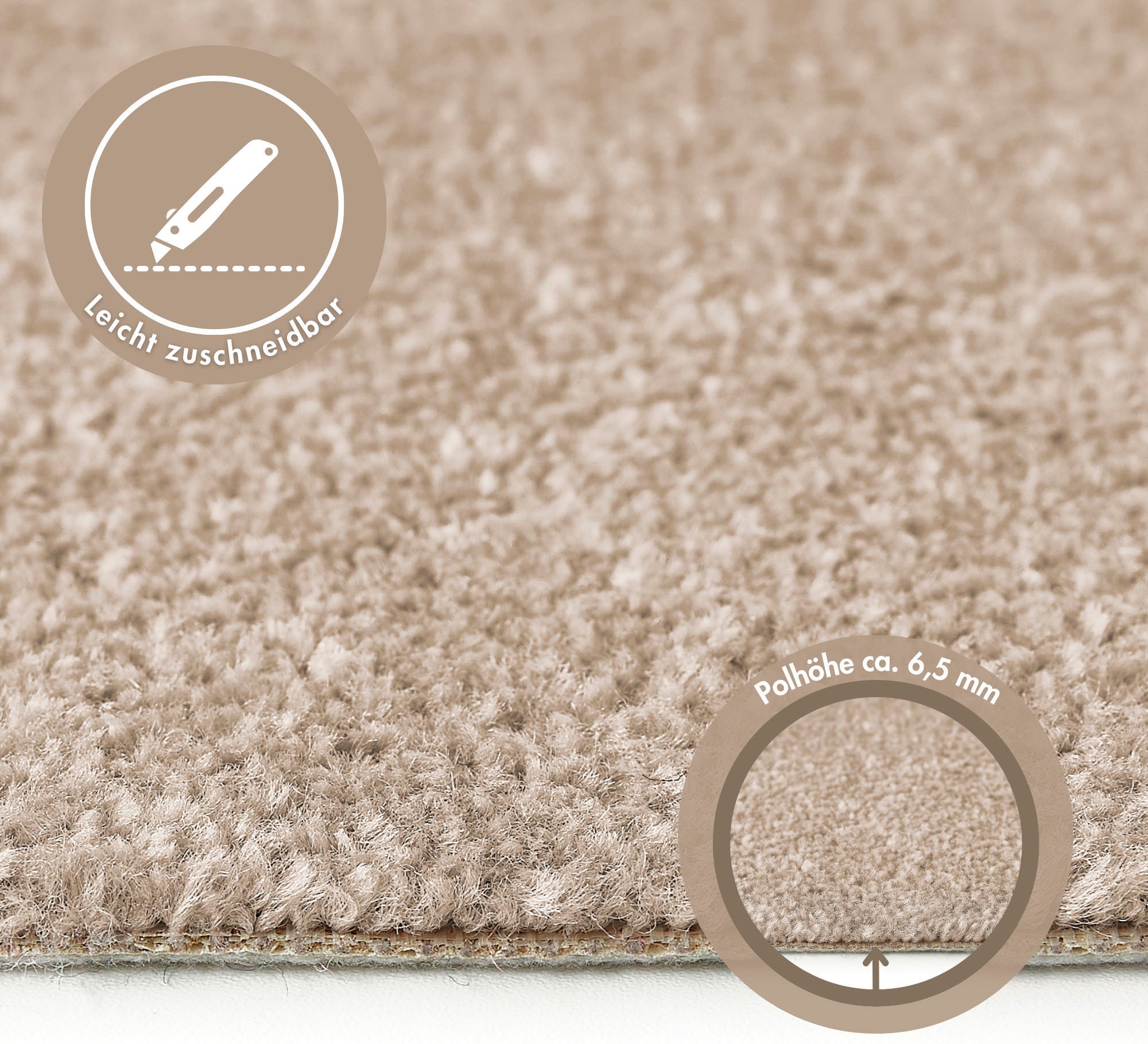 Andiamo Teppichboden »Ines, Kräuselvelours, Made in Netherlands«, rechteckig, 8,5 mm Höhe, Uni Farben, Breite 400 cm, strapazierfähig & pflegeleicht