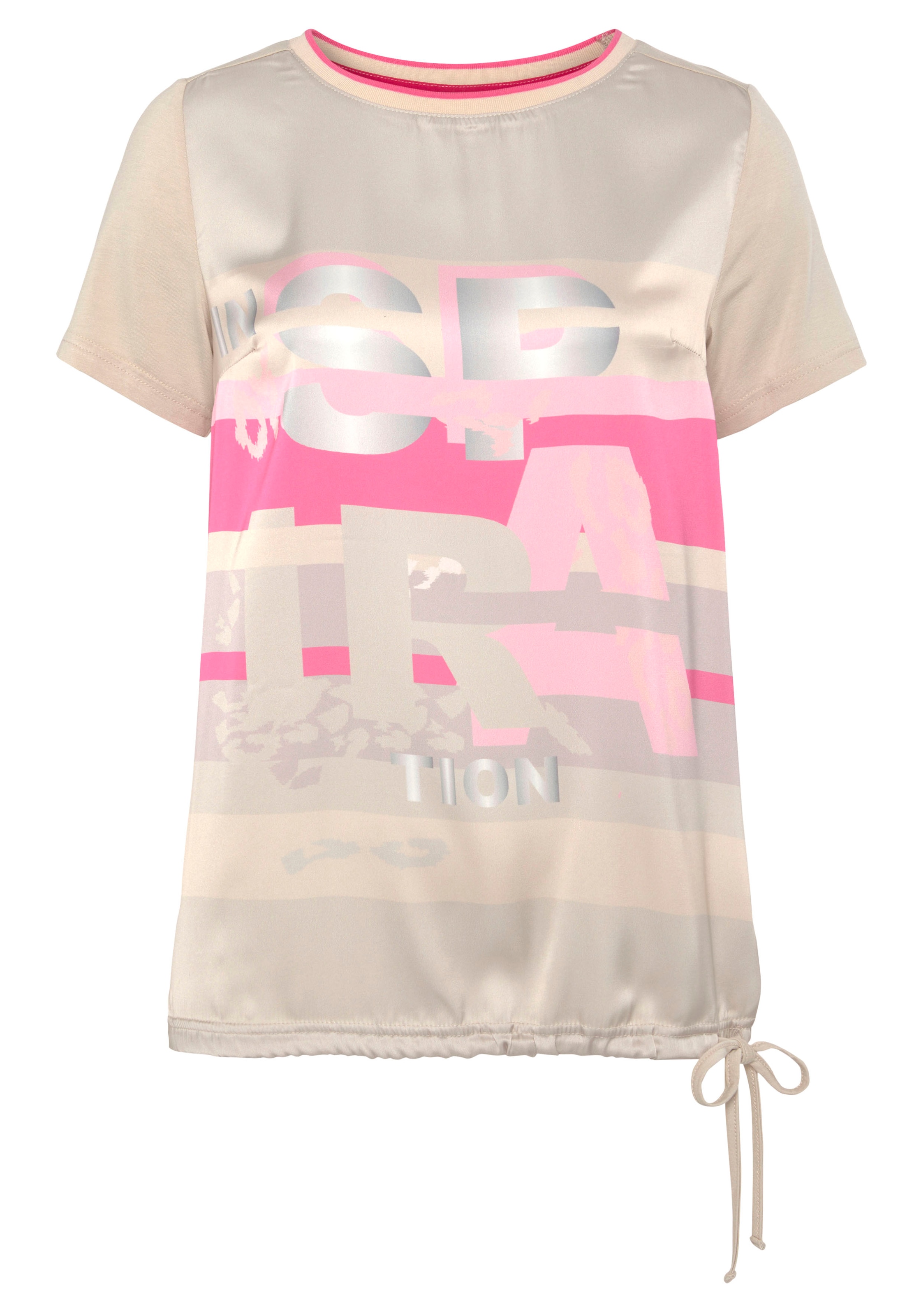 Boysen's Blusenshirt, mit graphischem Frontdruck im Materialmix - NEUE KOLLEKTION