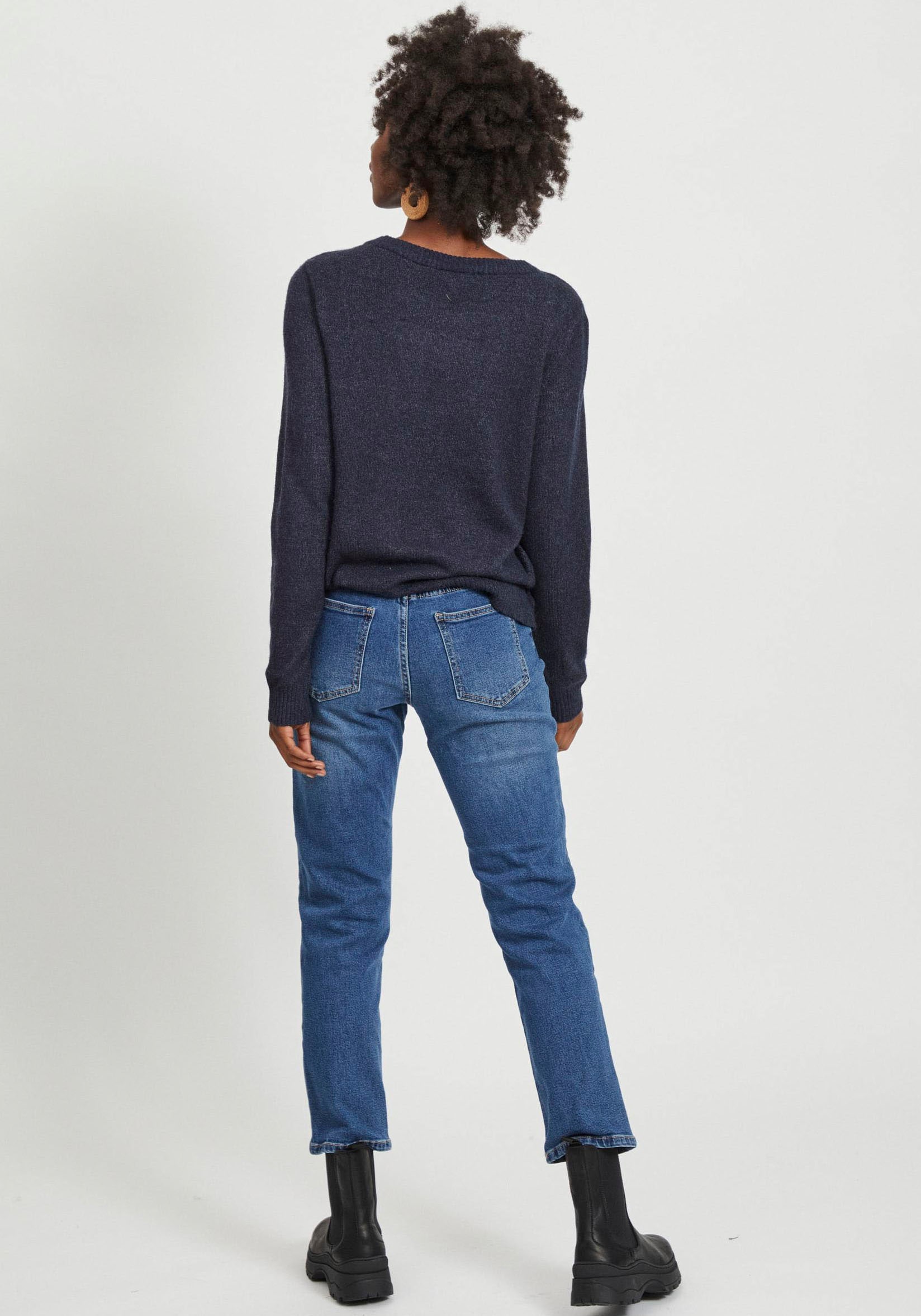 Vila Rundhalspullover »VIRIL-O-PULLI«, Feinstrick mit feinen Strickdetails