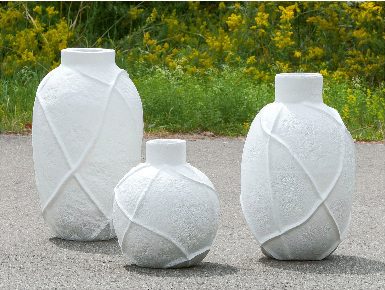 GILDE Tischvase »Vase Linhas, weiss, Höhe ca. 38 cm«, (1 St.), wasserfest