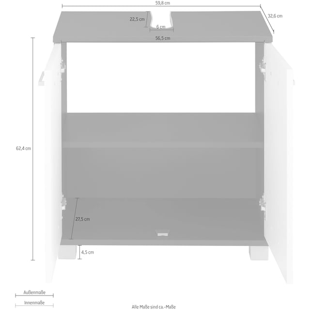 Schildmeyer Waschbeckenunterschrank »Mobes«, Breite/Höhe: 59,8/62,4 cm,  Badschrank mit Doppeltür, Zwischenboden online bestellen | Jelmoli-Versand