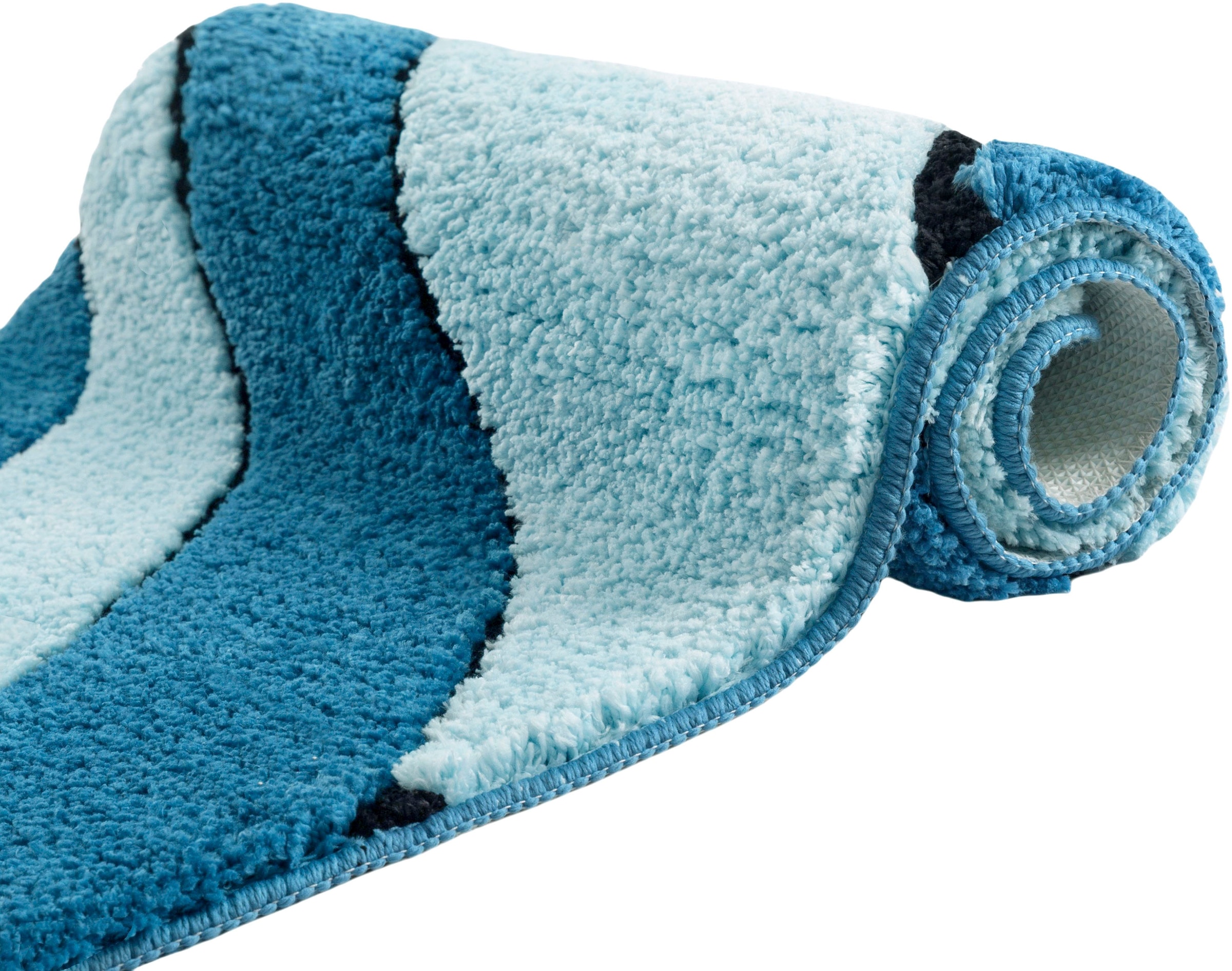 my home Badematte »Anna, Badvorleger, Badezimmer Teppich«, rutschhemmend beschichtet, fussbodenheizungsgeeignet-schnell trocknend, Badteppich, Hoch Tief Effekt, Modern, Weich, Wellen