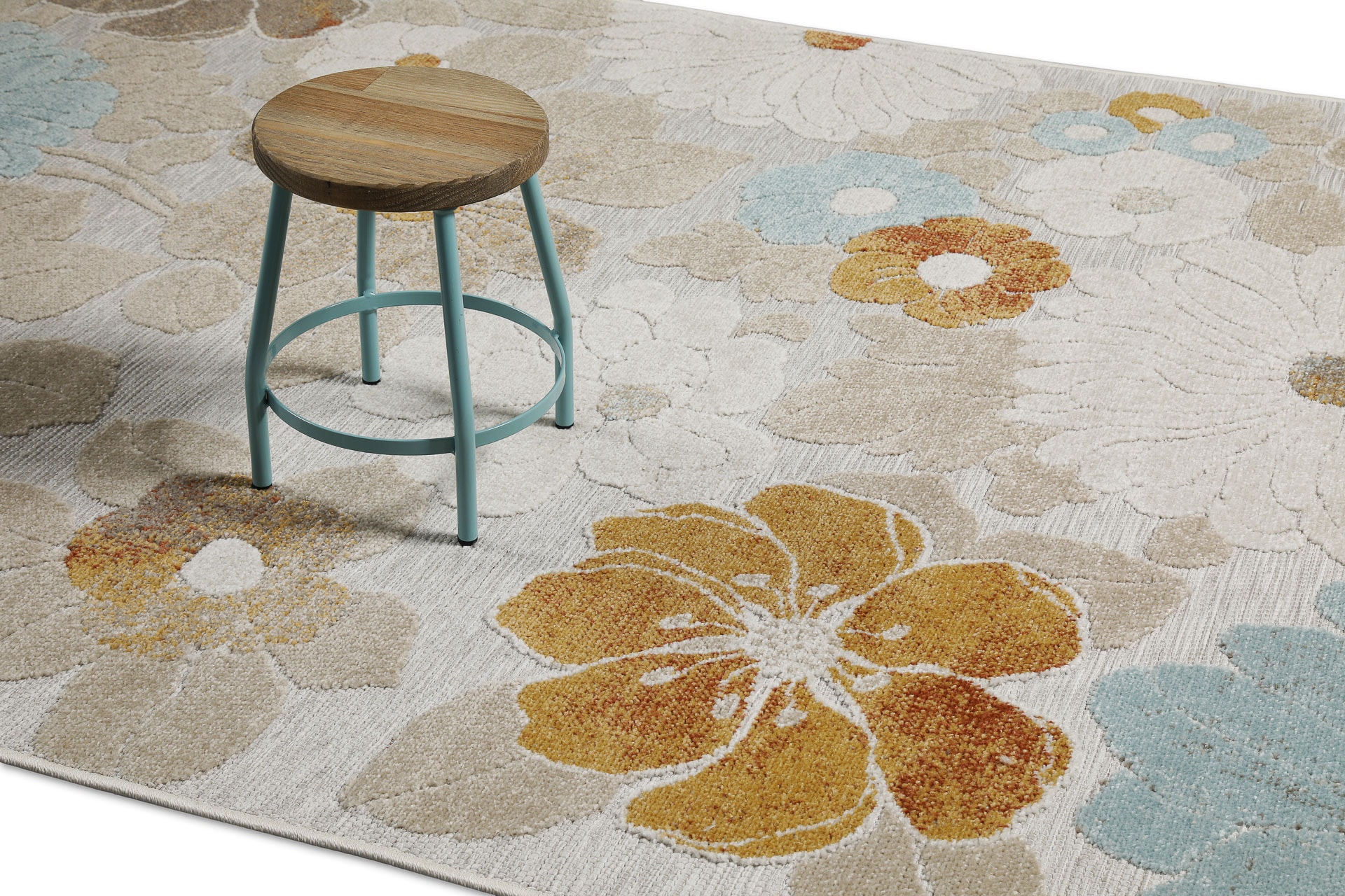 Wecon home Outdoorteppich »Beach Flower«, rechteckig, 5 mm Höhe, Läufer, für Innen & Aussen, pflegeleicht, Hoch-Tief Effekt