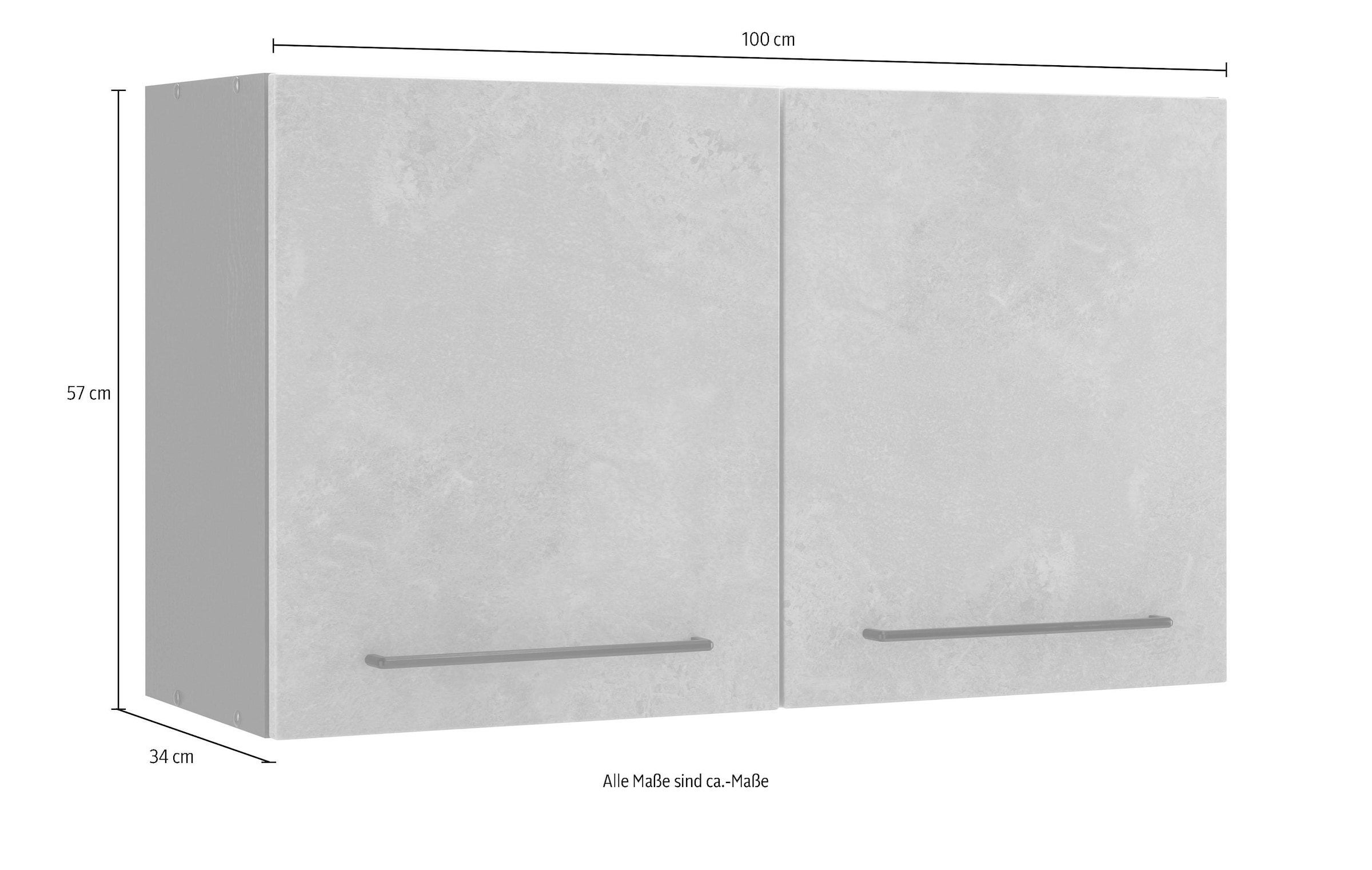 HELD MÖBEL Hängeschrank »Tulsa«, 100 cm breit, 57 cm hoch, 2 Türen, schwarzer Metallgriff, MDF Front
