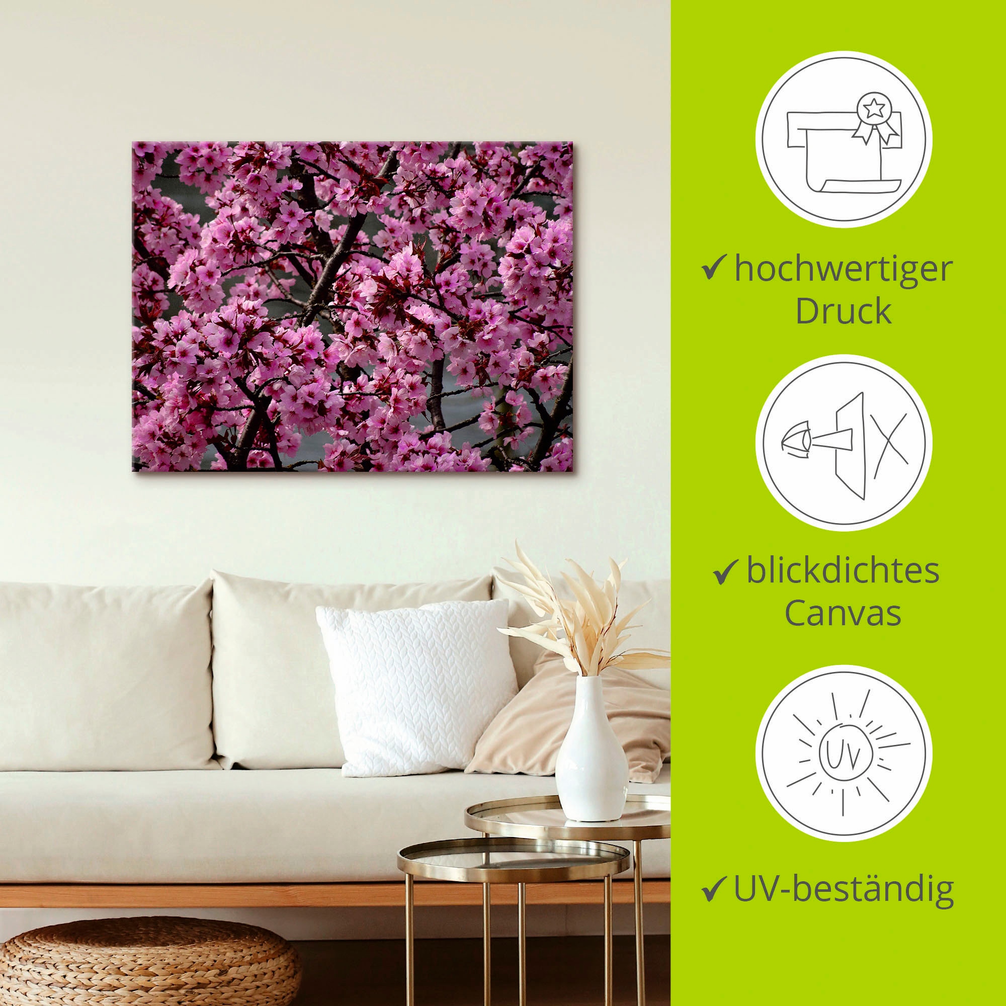 Artland Wandbild »Japanische Zierkirschen Blüte«, Bäume, (1 St.), als Leinwandbild, Poster in verschied. Grössen