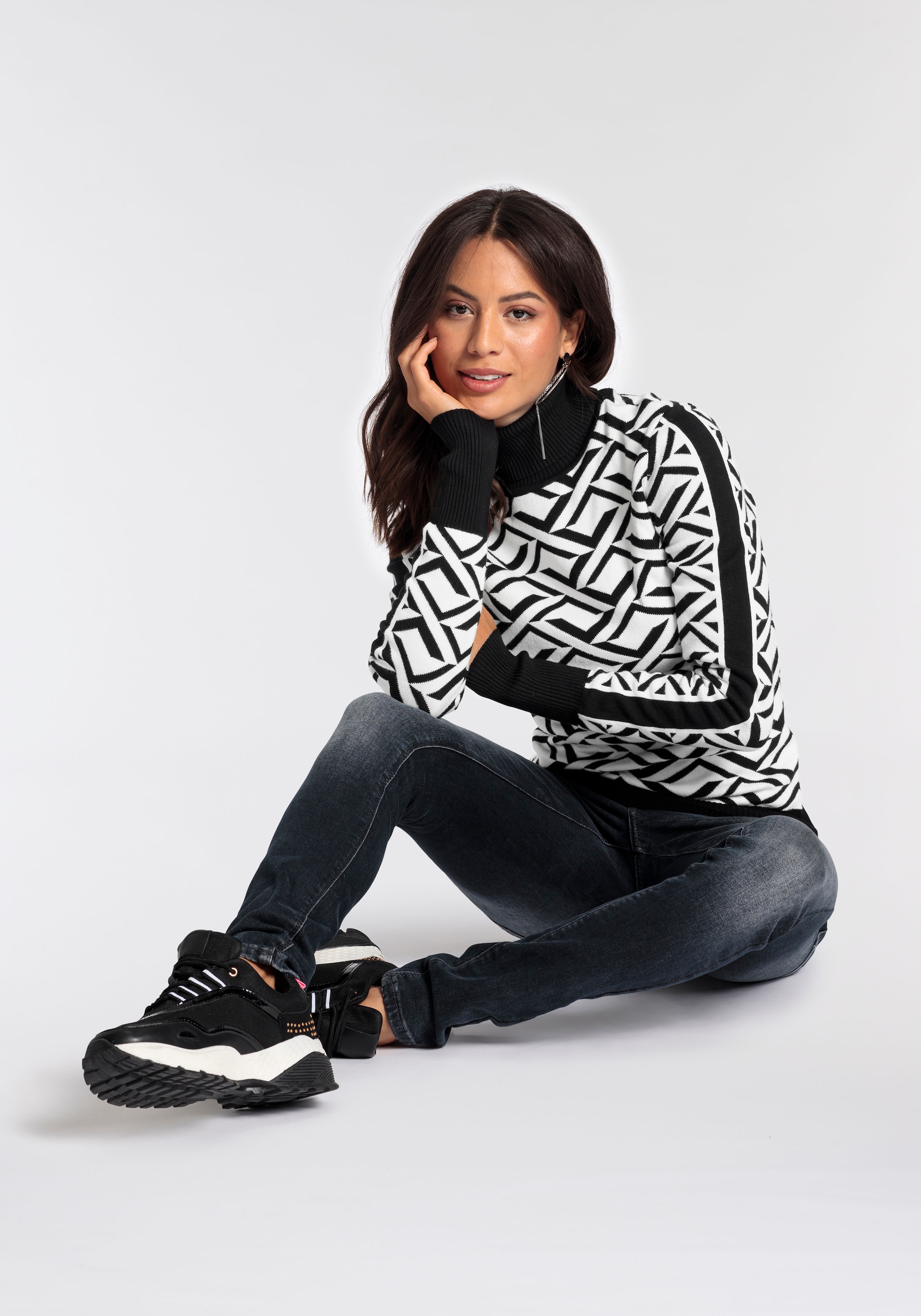 Melrose Rollkragenpullover, mit Jacquard-Muster