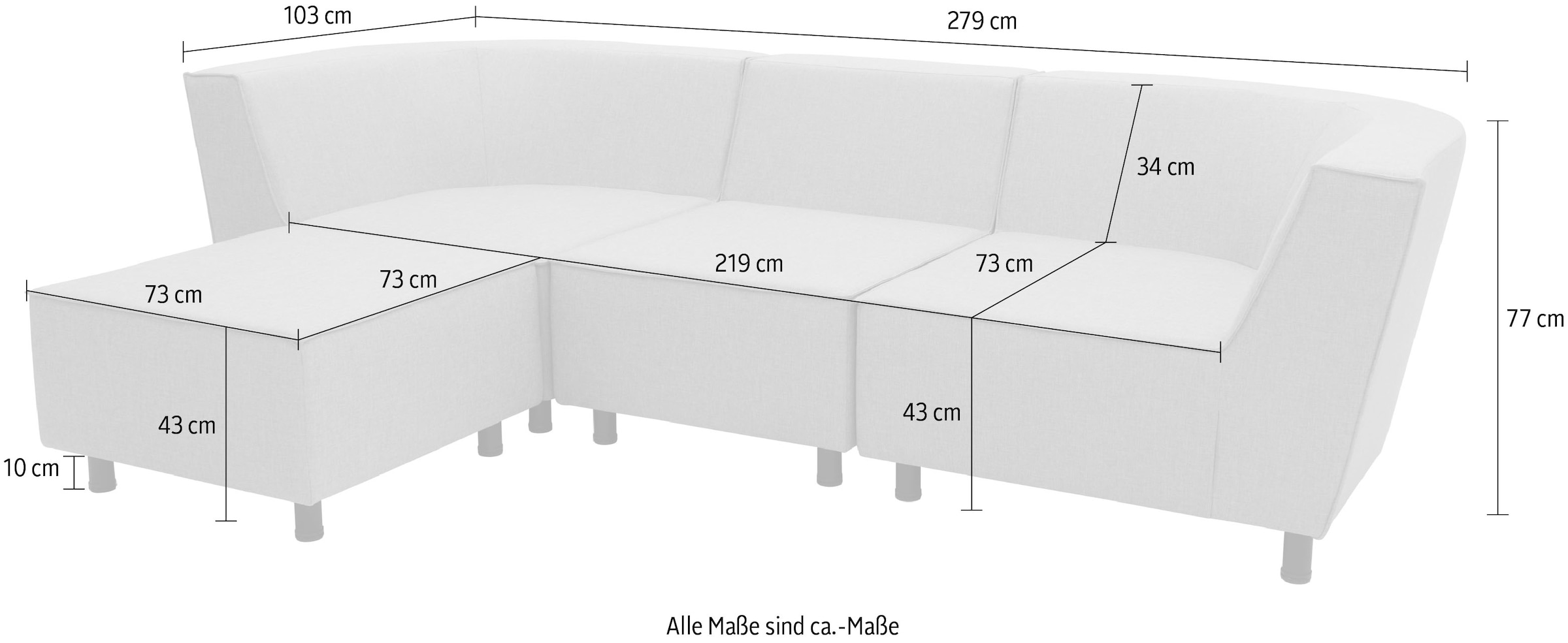 DOMO collection Ecksofa »Sonna, individuell zusammenstellbar L-Form«, Gartenlounge-Set oder Einzelelemente, Outdoor