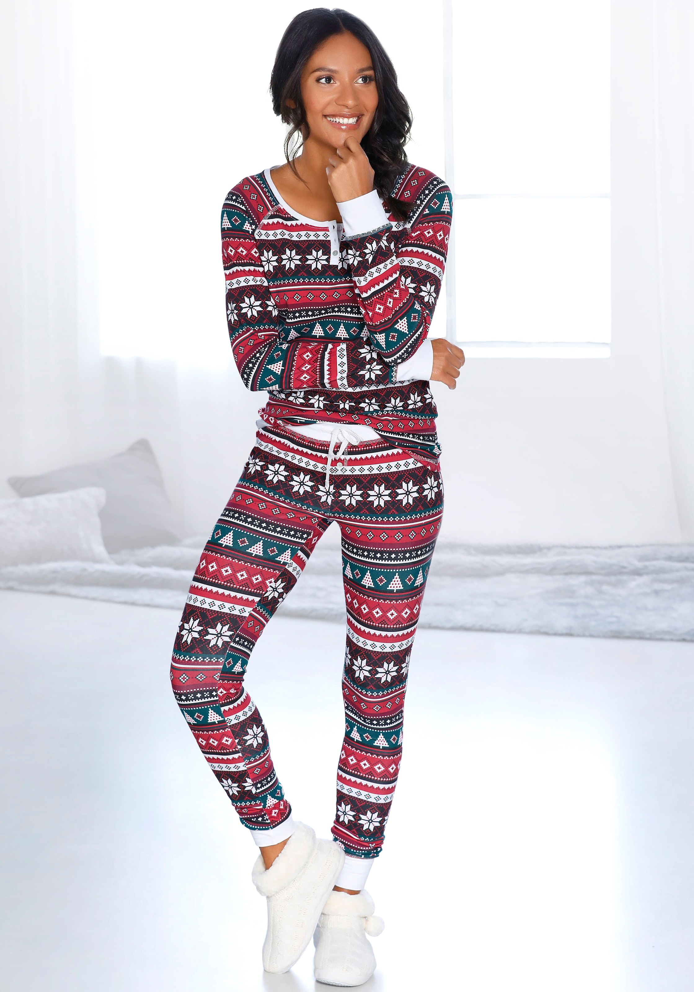 ❤ LASCANA Pyjama, mit weihnachtlichem Muster bestellen im Jelmoli-Online  Shop