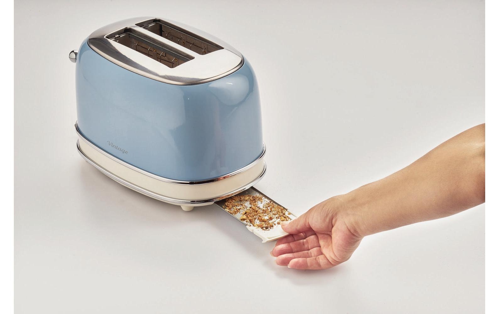 Ariete Toaster »Vintage 2 Schlitze, Blau«, für 2 Scheiben, 810 W, Lieferung mit passendem CH-Fixadapter