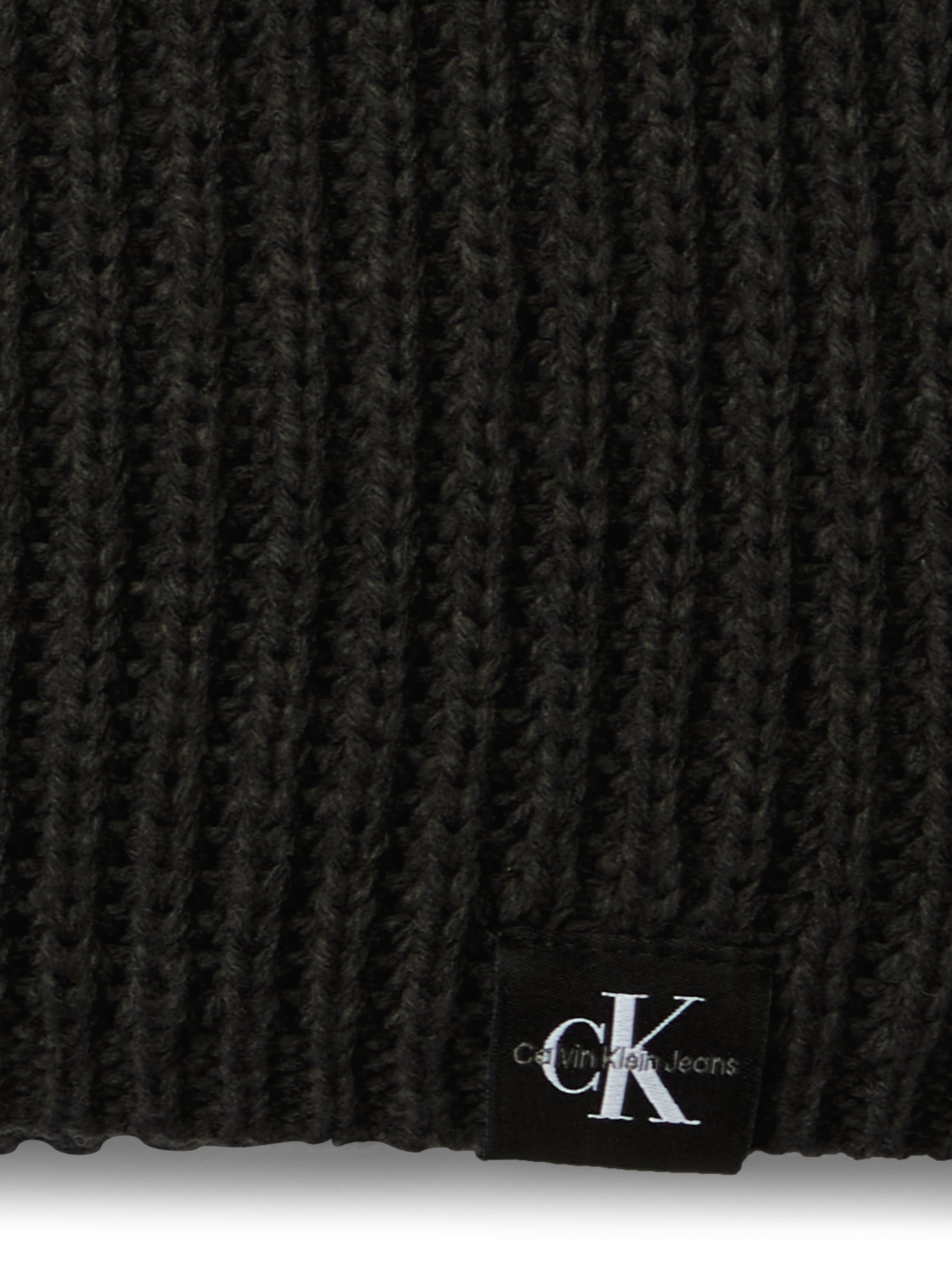 Calvin Klein Jeans Strickmütze »Monogram Rib Scarf Beanie Set«, mit Logopatch