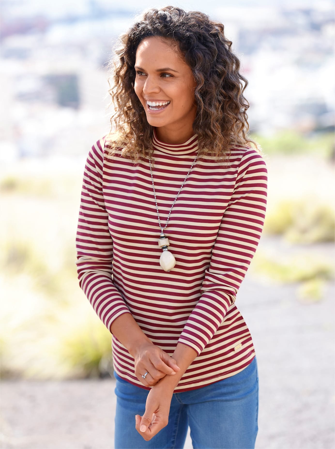 Casual Looks Stehkragenshirt »Ringelshirt« 1 Stk.