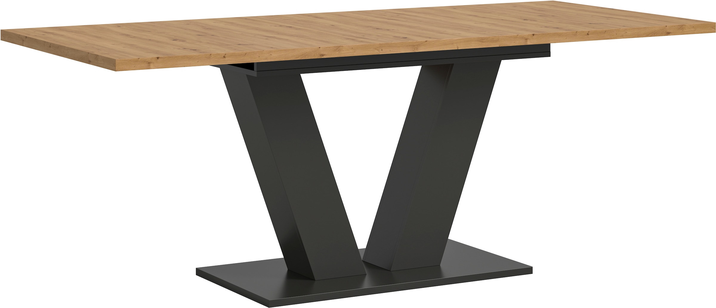 INOSIGN Esstisch »Motus, ausziehbar 150 -190 cm, inklusive 40 cm Einlegeplatte«, (Set, 1 St.), V-Gestell mit Bodenplatte, Tisch, Küchentisch, Esszimmer, Küche