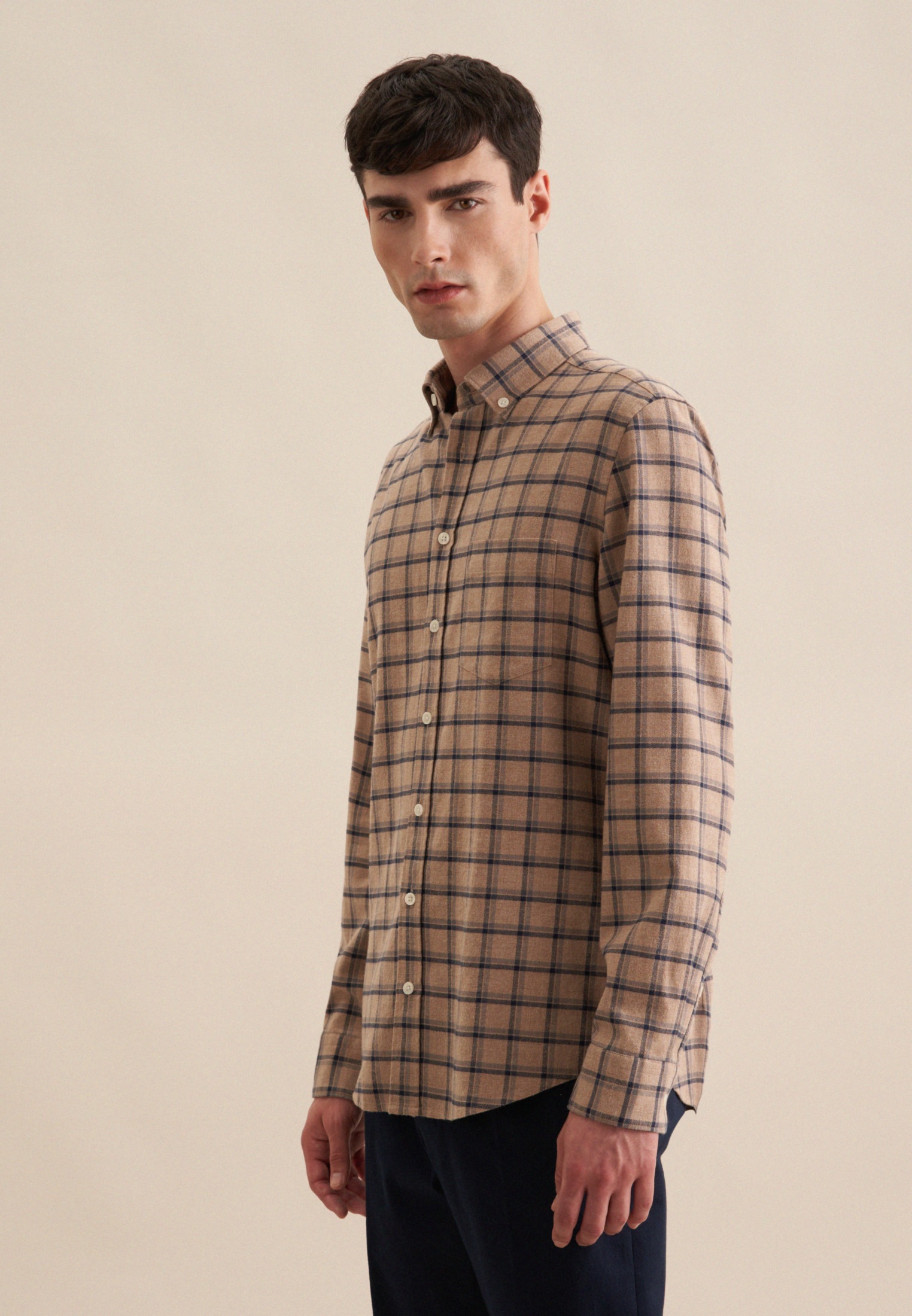 seidensticker Businesshemd »Schwarze Rose« Slim 1/1 Button-Down-Kragen Karo