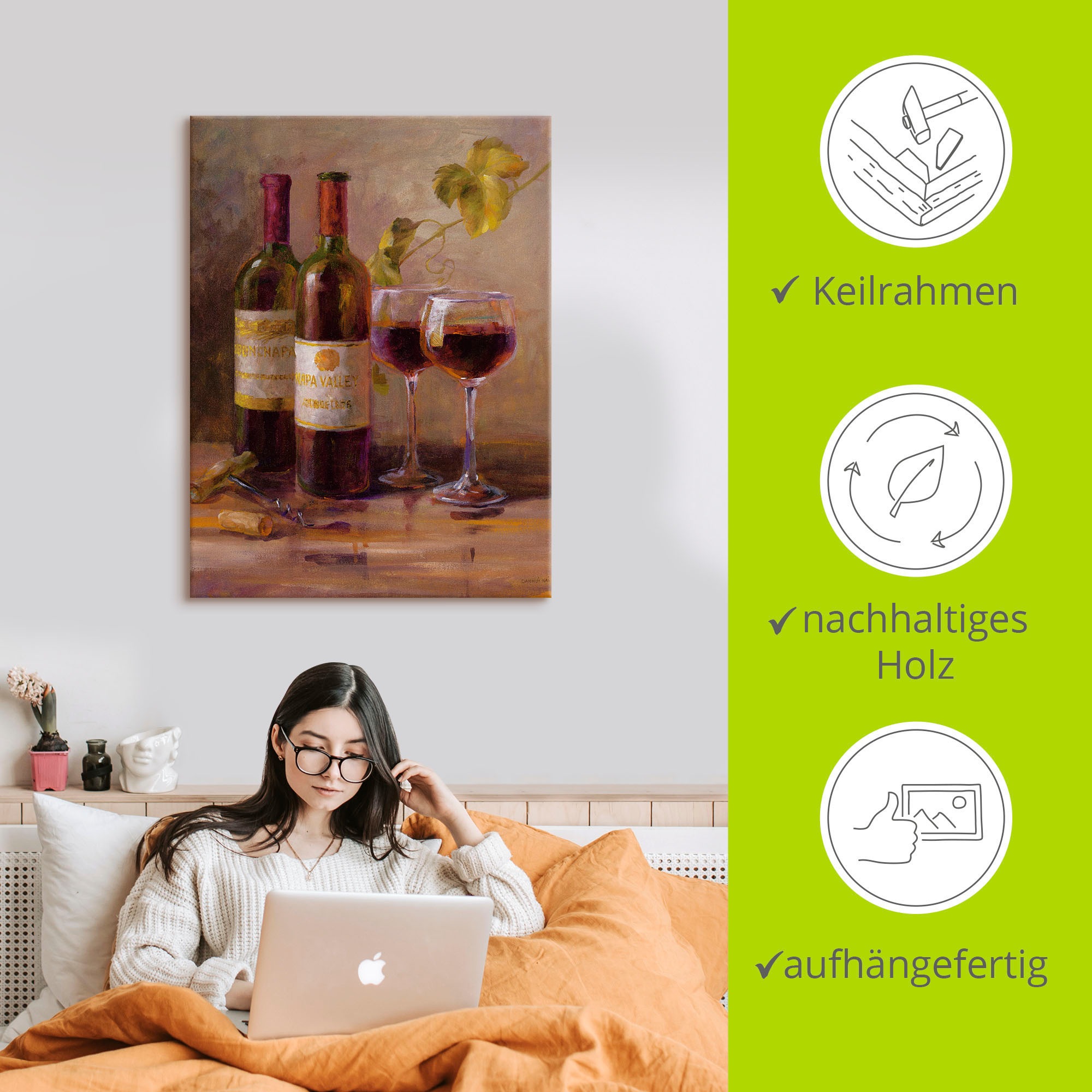 Artland Wandbild »Offener Wein I«, Getränke, (1 St.), als Leinwandbild, Poster, Wandaufkleber in verschied. Grössen