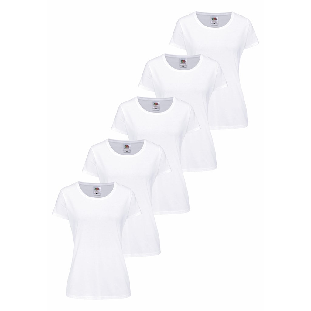 Fruit of the Loom Rundhalsshirt, (Packung, 5 tlg.), original T. LADY-FIT im 5er Pack