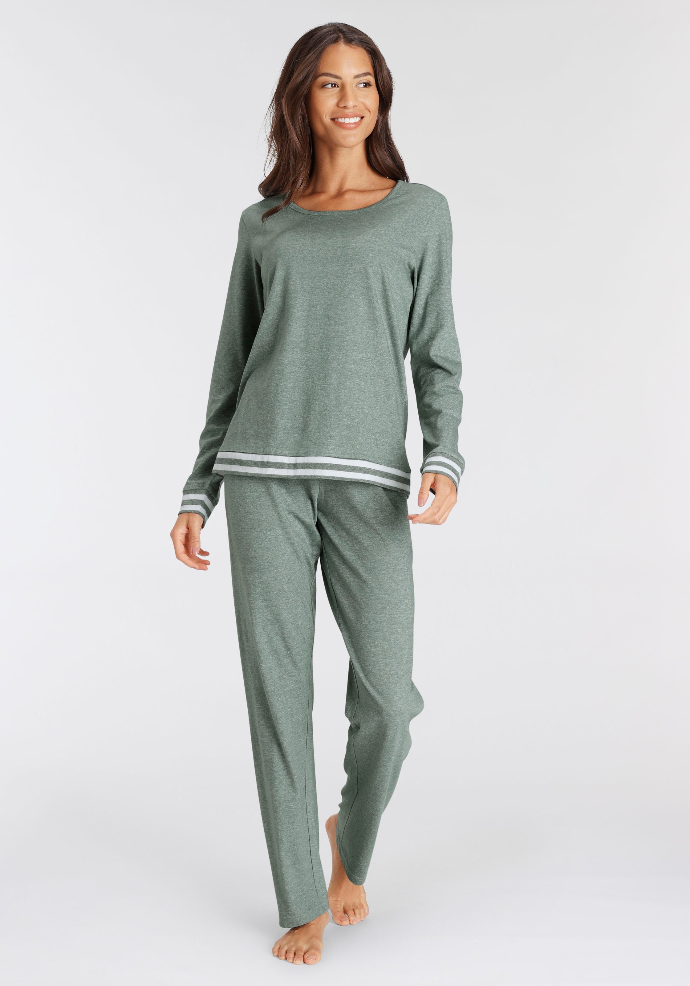 Vivance Streifen-Details Pyjama, bestellen online (2 Dreams Jelmoli-Versand Schweiz tlg.), mit bei