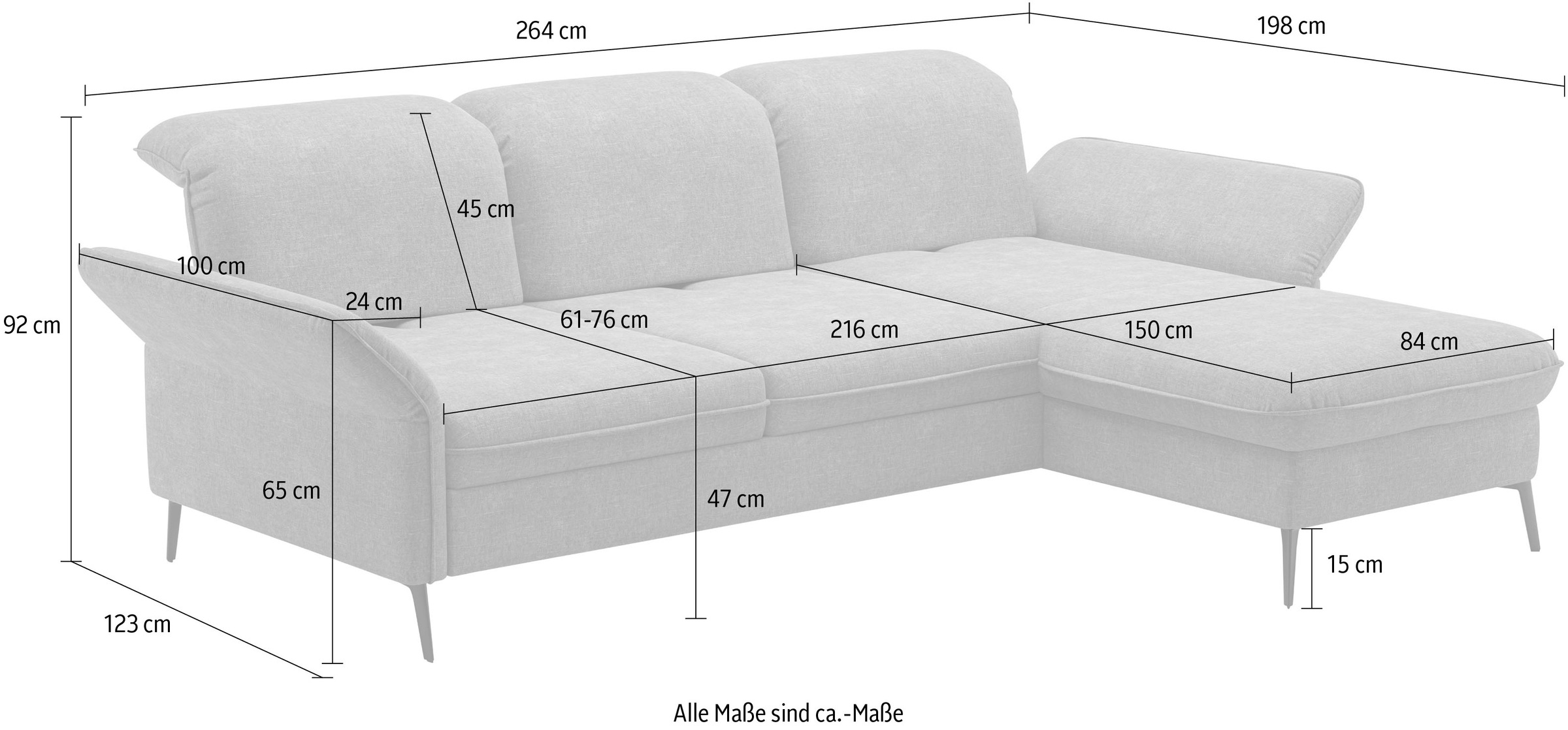 sit&more Ecksofa »Emely, inkl. Sitztiefenverstellung«, wahlweise mit Bettfunktion,Bettkasten,Kopf- & Armteilverstellung