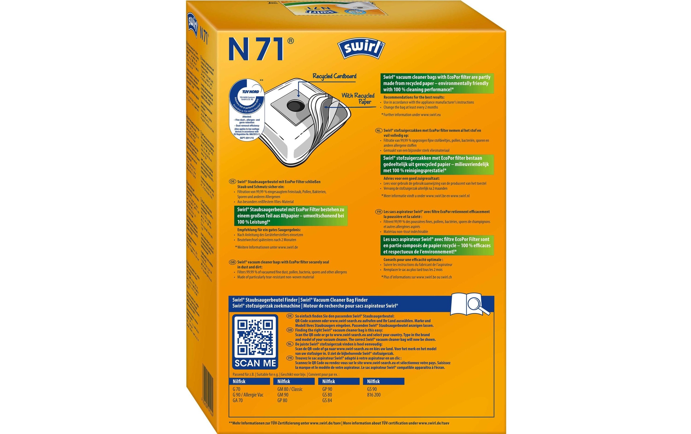 Swirl Staubsaugerbeutel »N 73 4 Stück«, (4 St.)