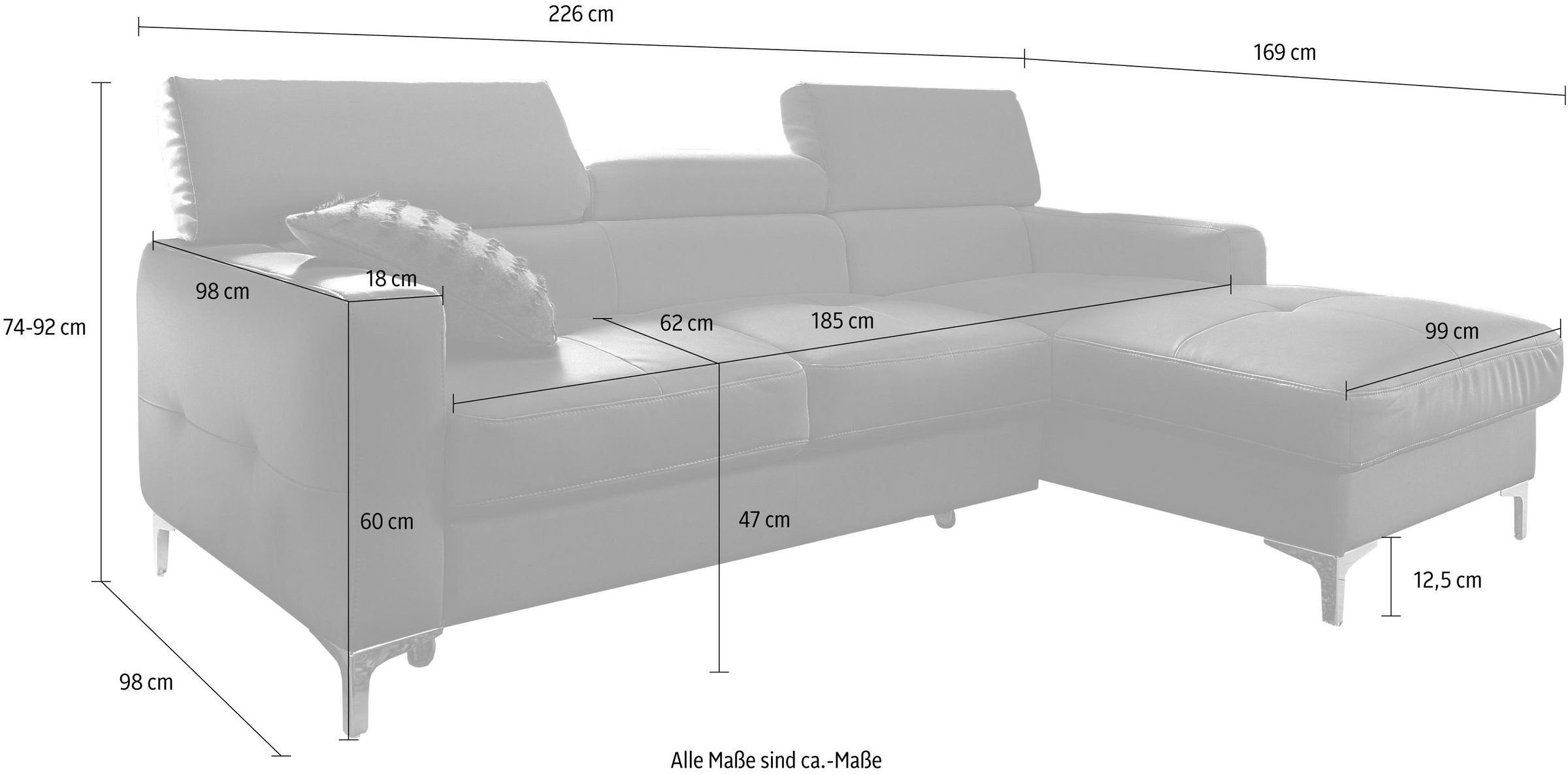 COTTA Ecksofa »Sammy L-Form«, wahlweise mit Bettfunktion