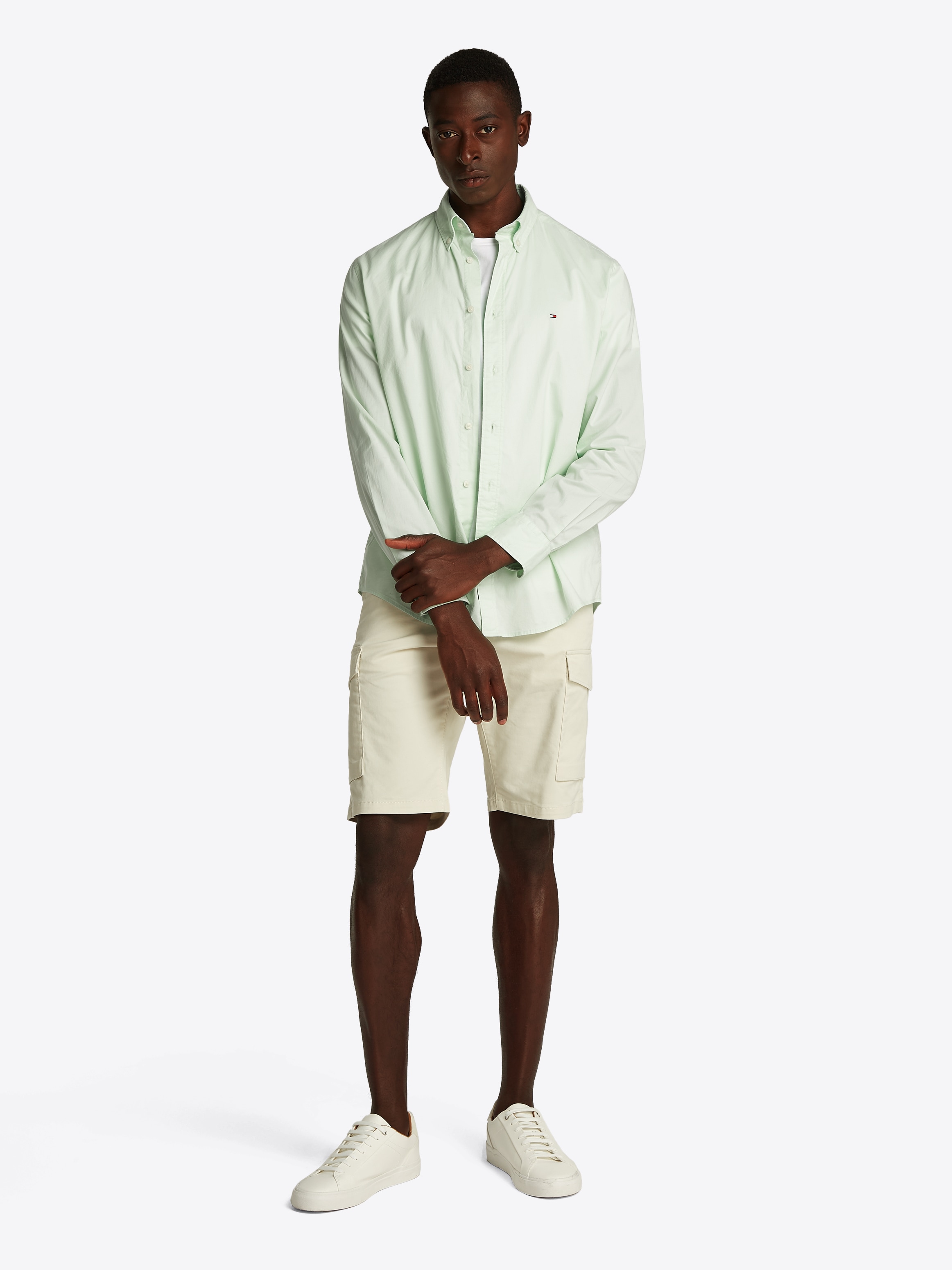 Tommy Hilfiger Businesshemd »FLEX POPLIN SOLID RF SHIRT mit Button-down und Rückenfalte«, unifarben, klassisch, regular fit, Baumwolle, Kragen