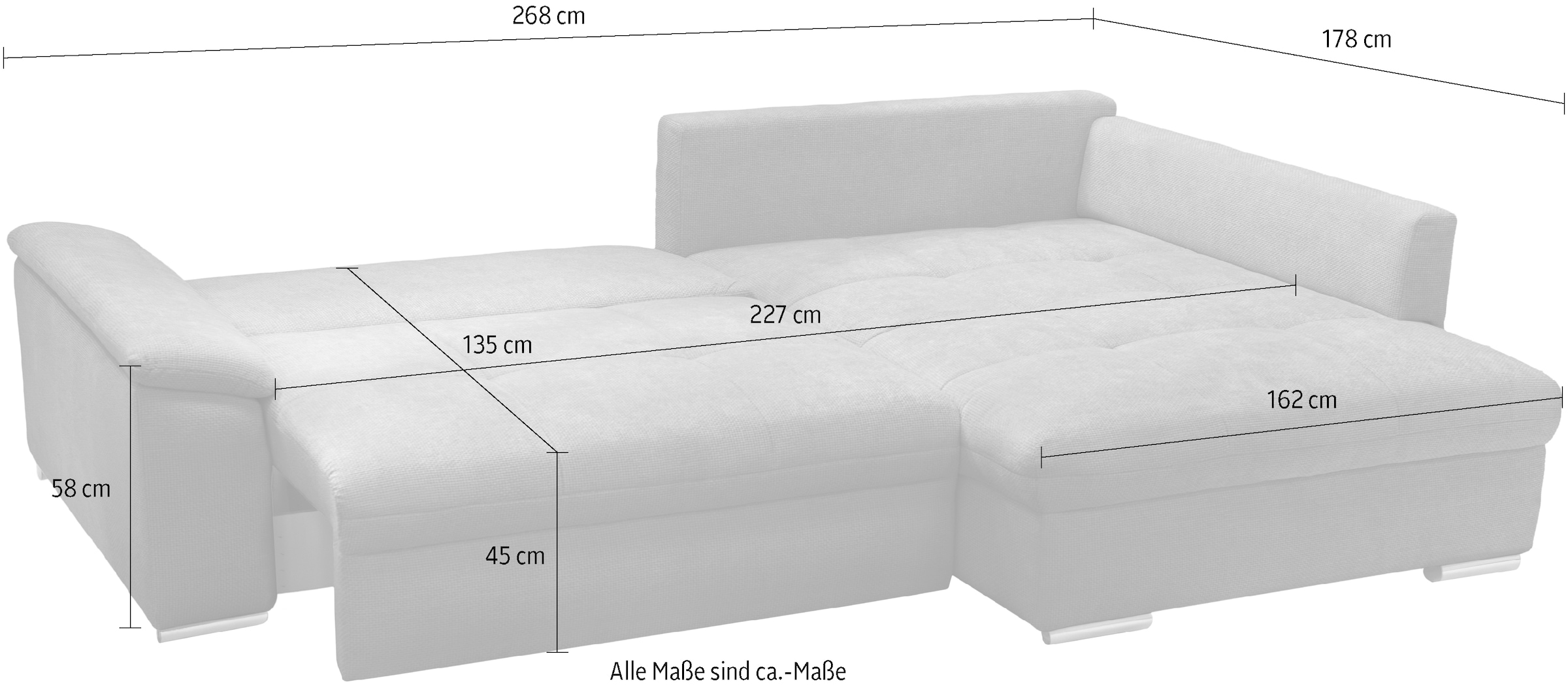 exxpo - sofa fashion Ecksofa »Casa Grande inkl. Bettfunktion, Bettkasten, OTTOs Choice, bequem«, L-Form, guter Sitzkomfort, grosse Liegefläche