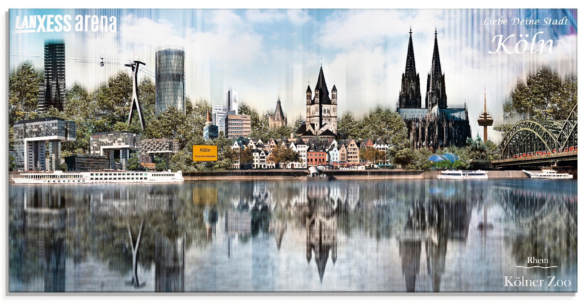 Artland Glasbild »Köln Skyline Abstrakte Collage 20«, Deutschland, (1 St.), in verschiedenen Grössen