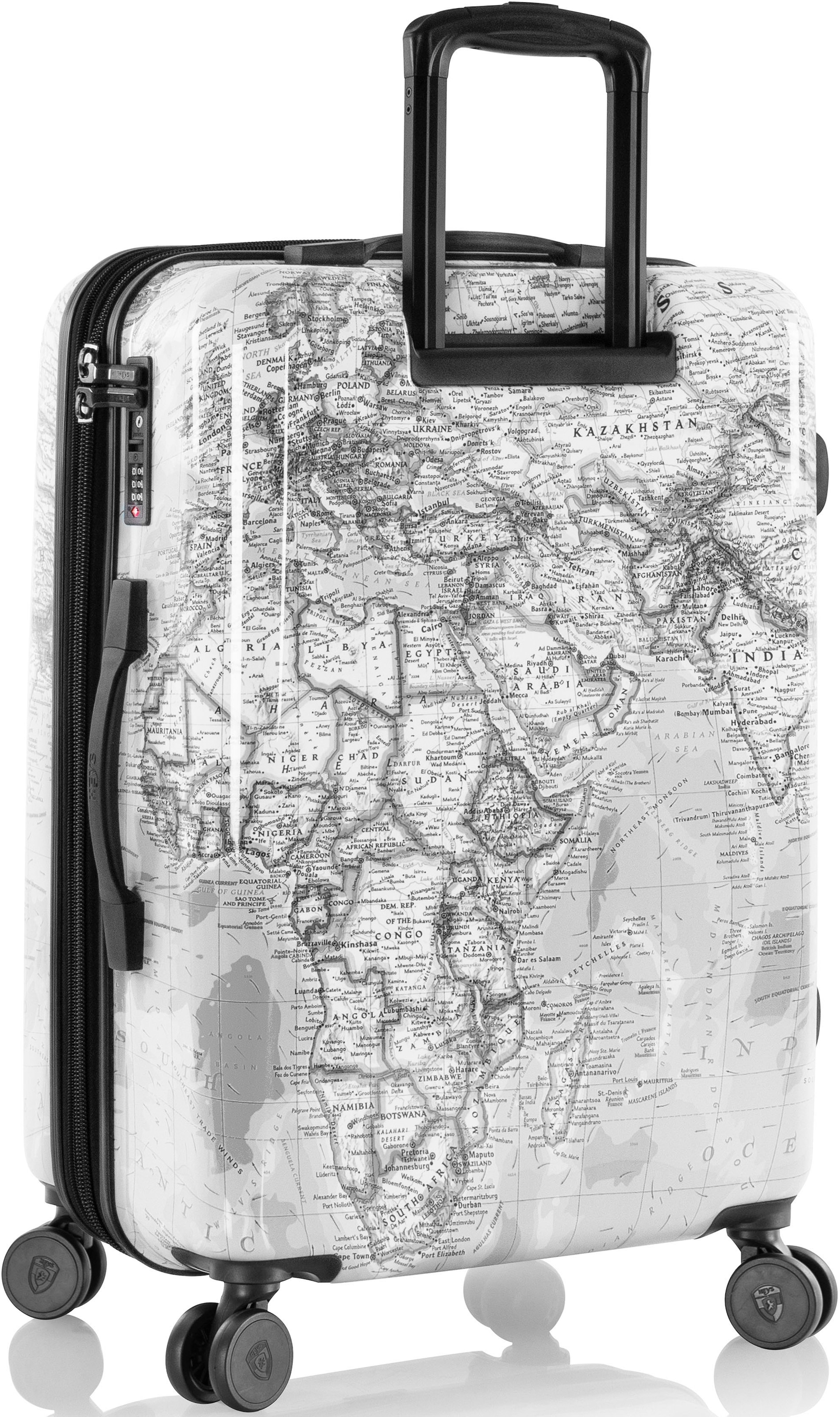 Heys Hartschalen-Trolley »Journey 3G schwarz/weiss, 66 cm«, 4 Rollen, Heys x Joachim Llambi Reisegepäck TSA Schloss Volumenerweiterung