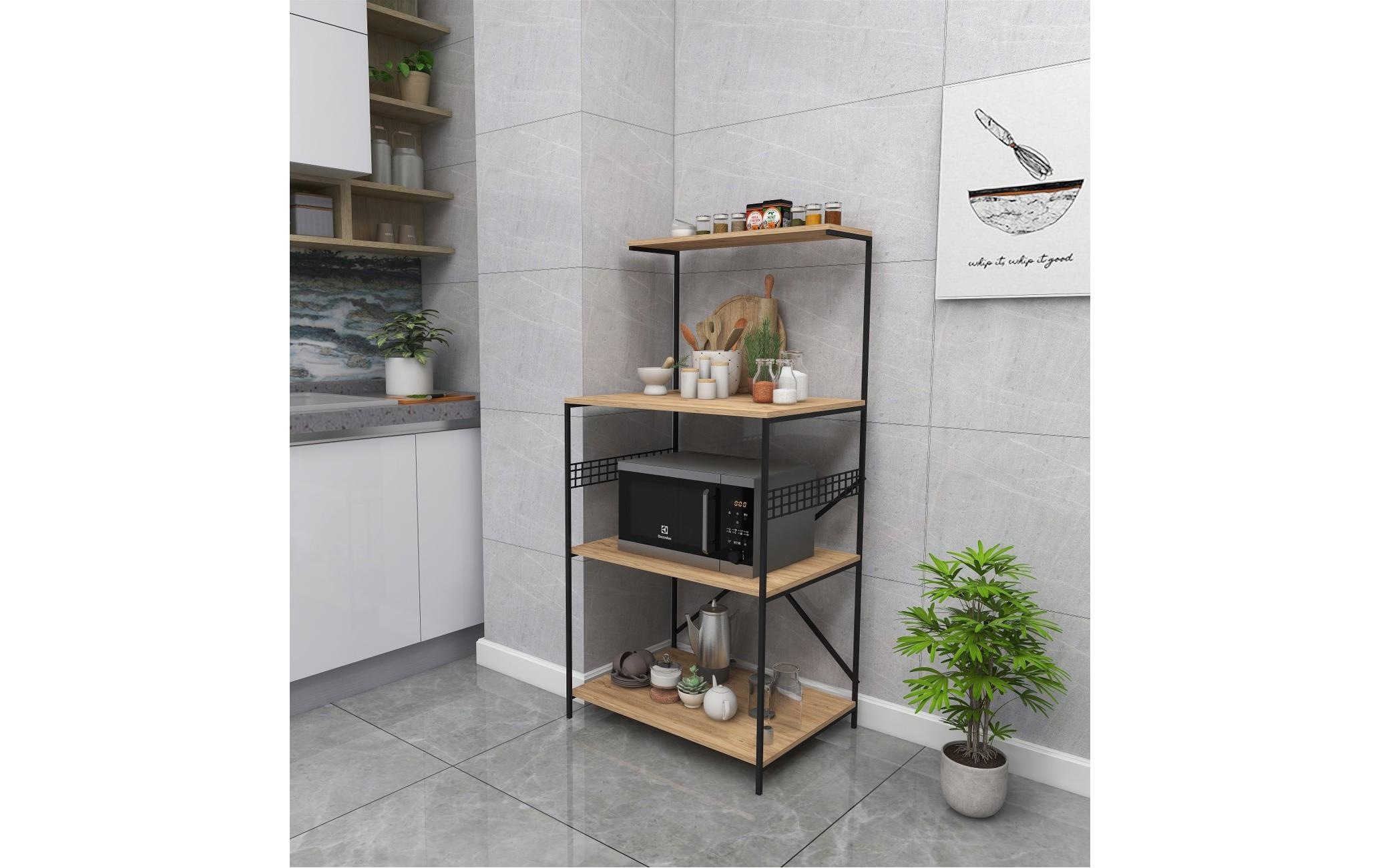 Woody Fashion Nature, Schwarz Küchenregal "Anemon"