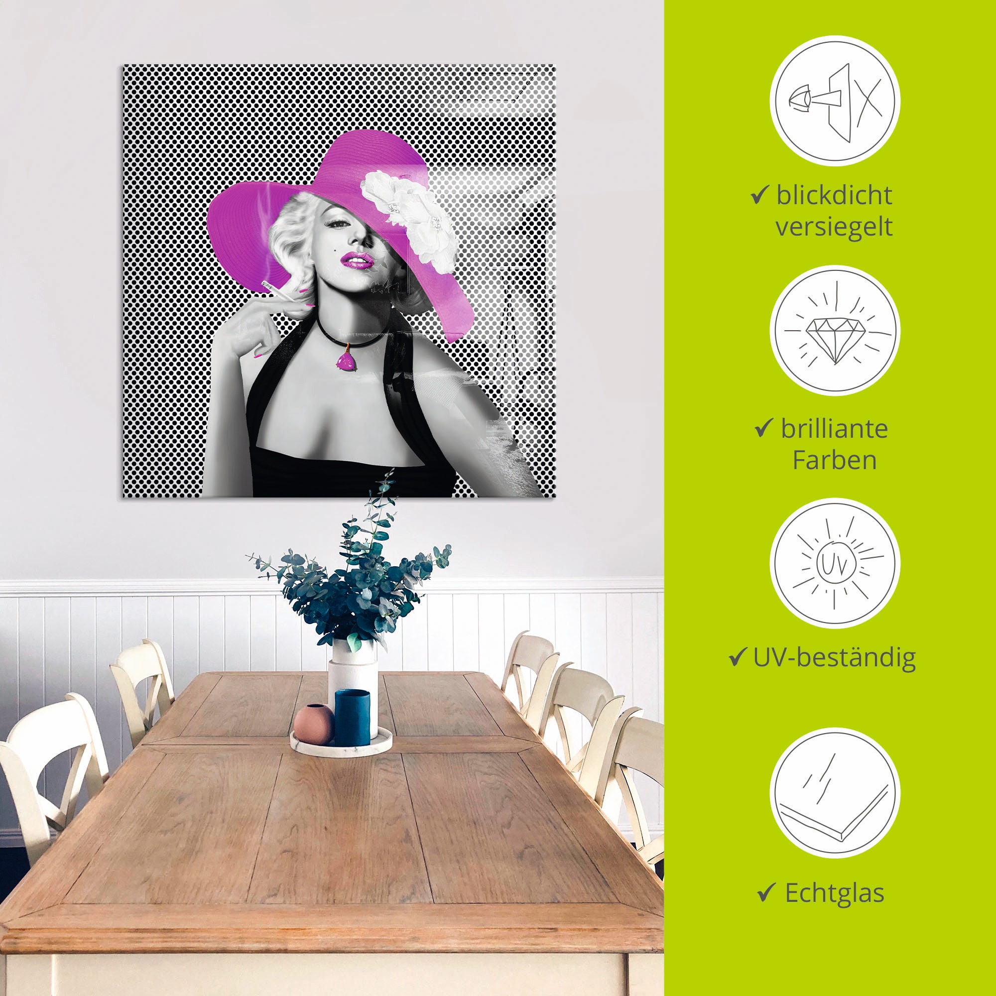 Artland Glasbild »Marilyn in Pop Art«, Stars, (1 St.), in verschiedenen Grössen