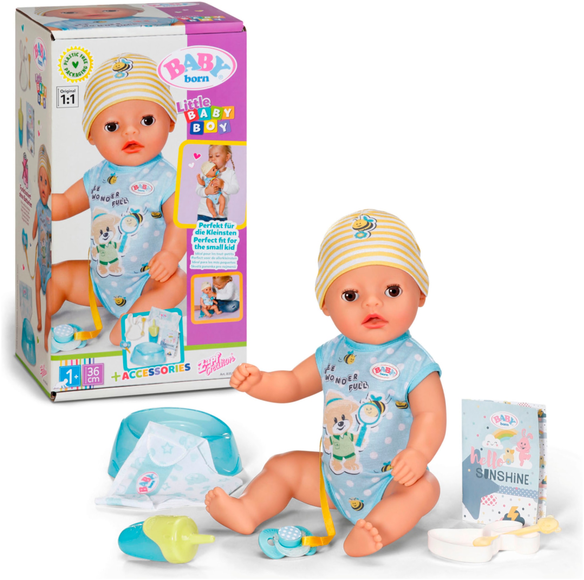 Babypuppe »Little Baby Boy 36 cm«, mit 7 Funktionen