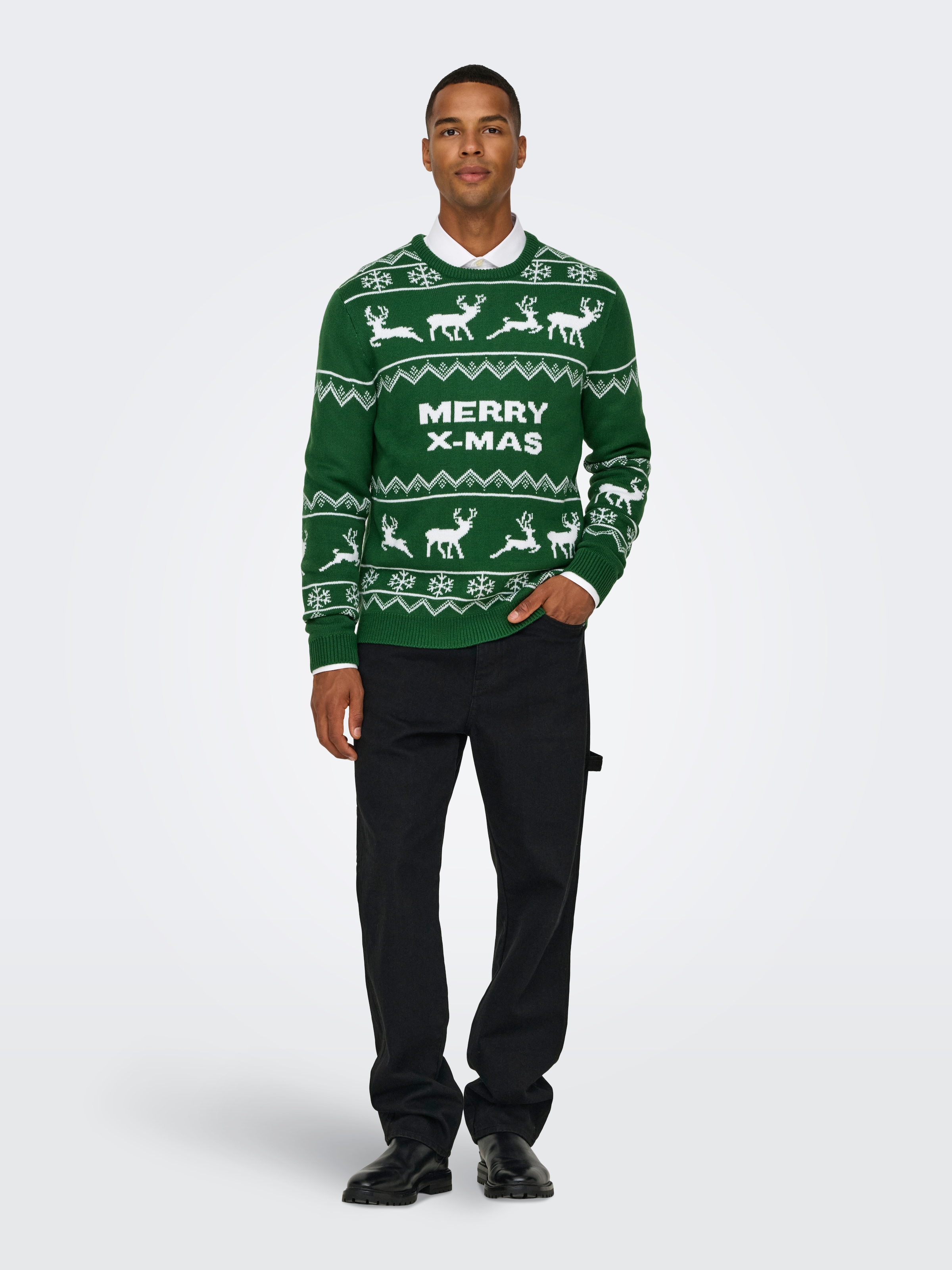 ONLY & SONS Strickpullover »ONSXMAS REG 5 ALLOVER CREW KNIT«