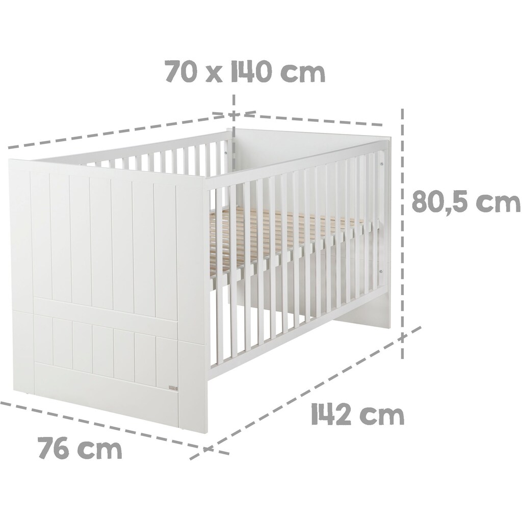 roba® Babyzimmer-Komplettset »Mia«, (Set, 3 St., Kinderbett, Schrank, Wickelkommode)