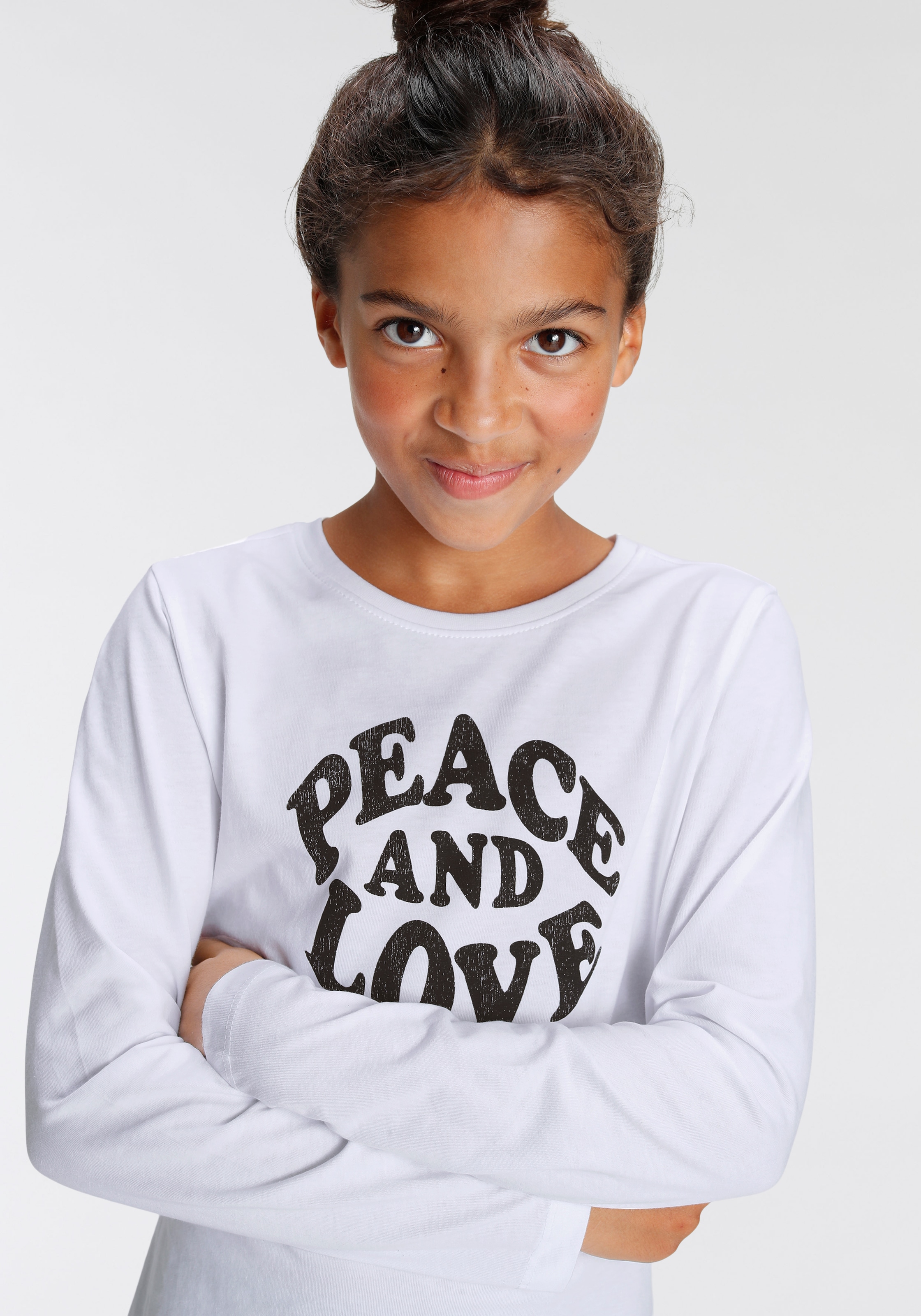 ✵ KIDSWORLD Langarmshirt »Peace and Love«, Druck online ordern |  Jelmoli-Versand