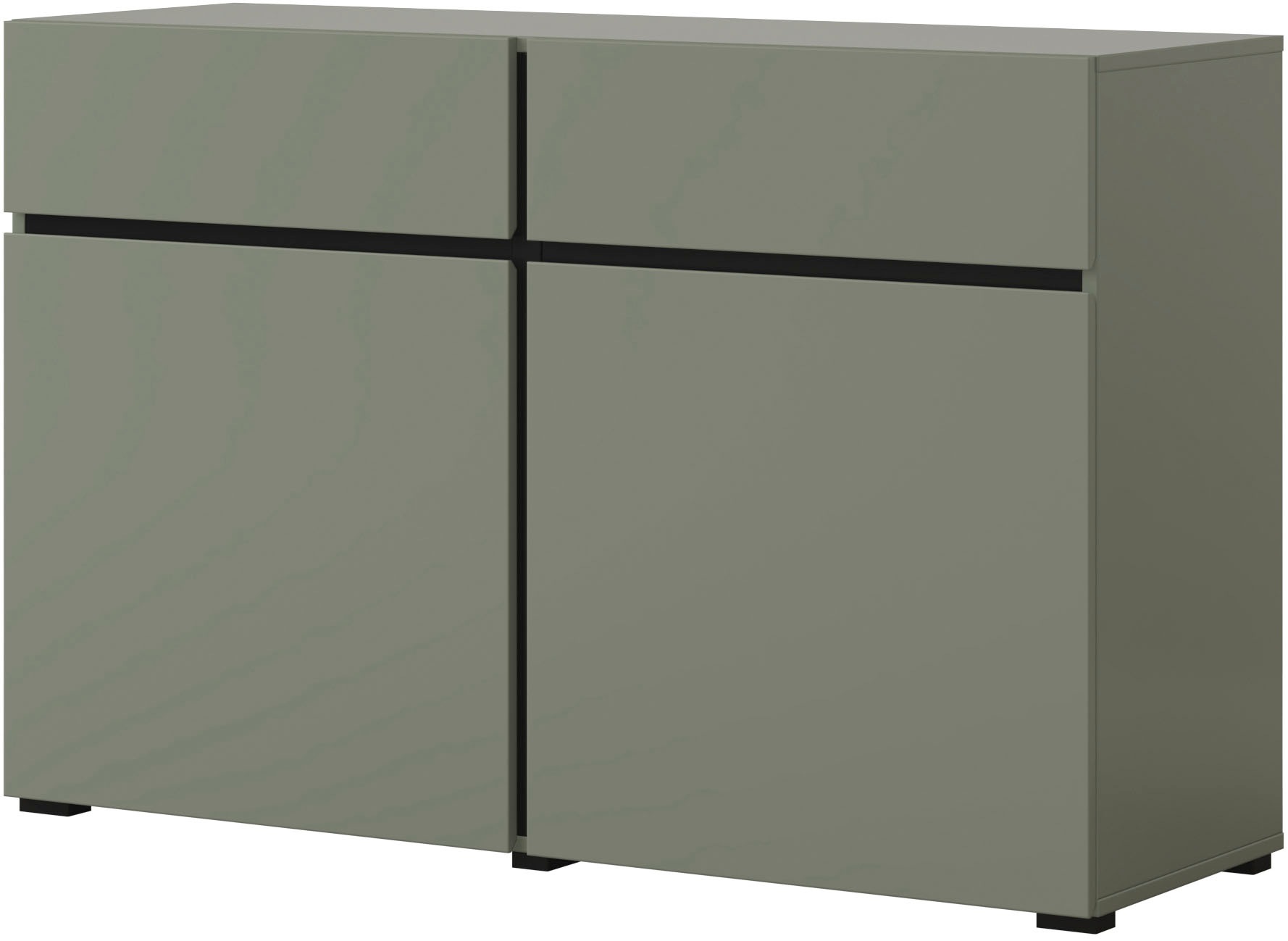 GOODproduct Sideboard "Cross,Breite 119,5 cm, moderne grifflose Kommode,2 Türen/2 Schubkästen" Schubladenschrank,Anrichte mit viel Stauraum, Einlegeböden verstellbar