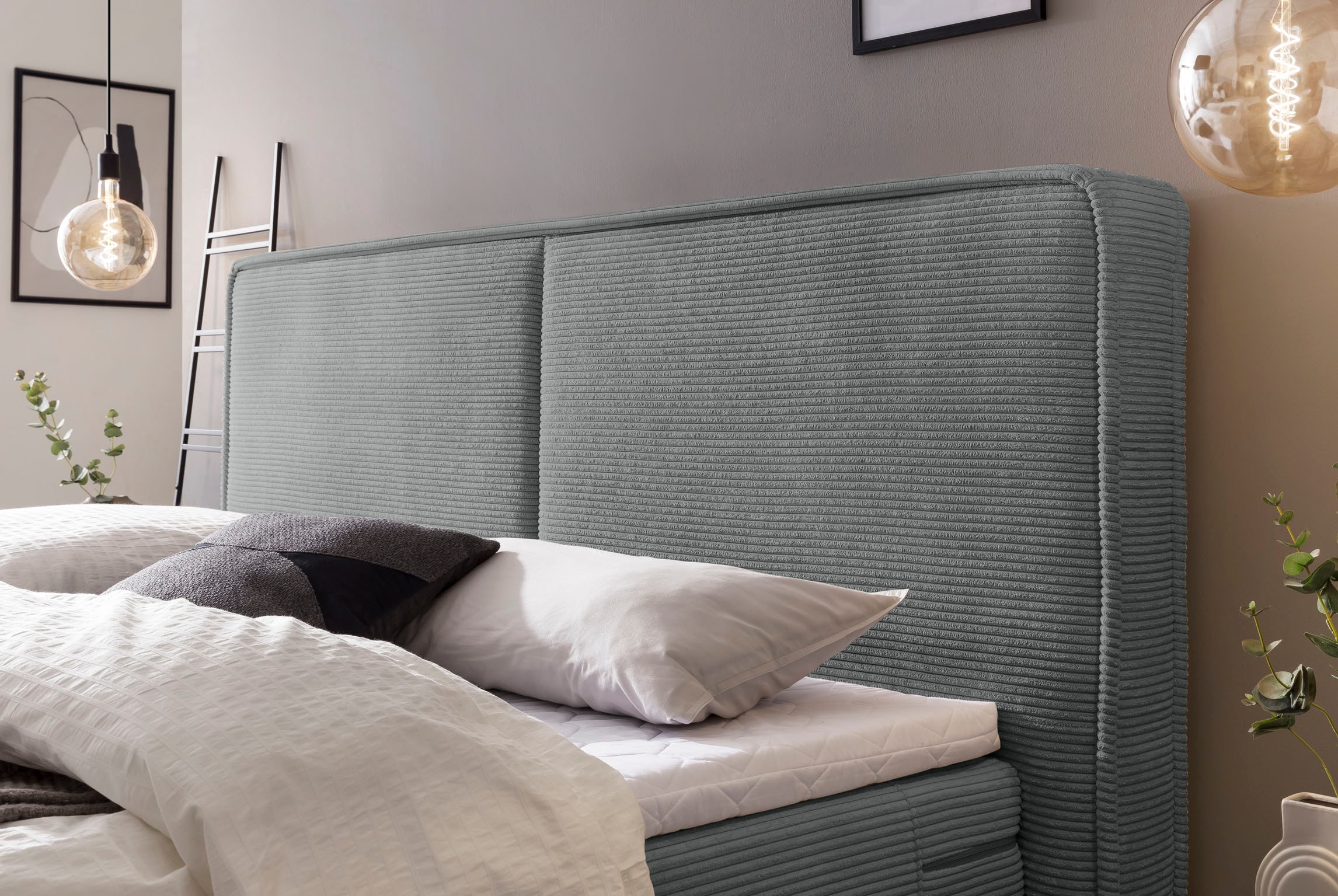 Home affaire Boxspringbett »SHERWOOD Cord Hotelbett, Polsterbett Premiumbett Boxbett«, (Bestseller Otto´s Choice Luxusbett in 4 Breiten), Hochwertiger Cord,weiche Velours-Struktur, mit premium Topper