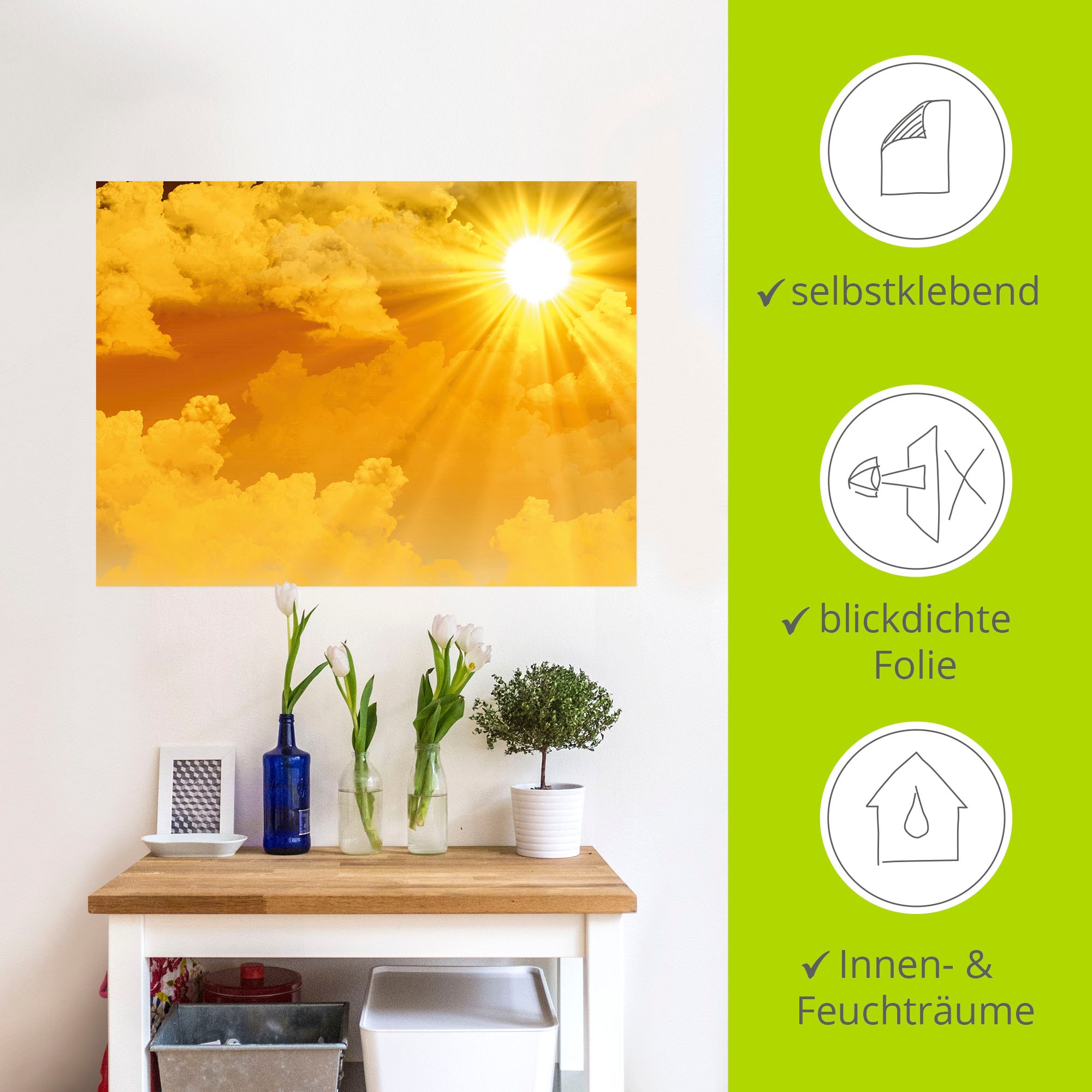Artland Wandbild »Warme Sonnenstrahlen«, Himmel, (1 St.), als Leinwandbild, Poster, Wandaufkleber in verschied. Grössen