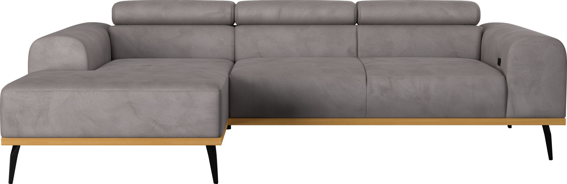 Places of Style Ecksofa »Carlo L-Form«, mit Kopfteilverstellung & Holz-Rahmenoptik, wahlweise Relaxfunktion