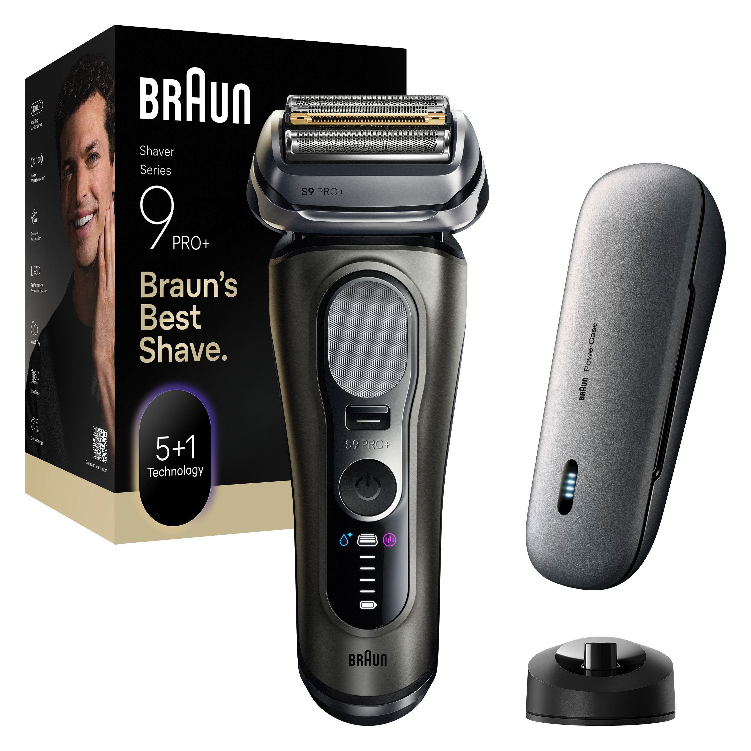 Braun Elektrorasierer "Series 9 9625s" integrierter Präzisionstrimmer Pro-SensoAdapt, 5+1 ultradünne Präzisionsklingen, Ladeetui
