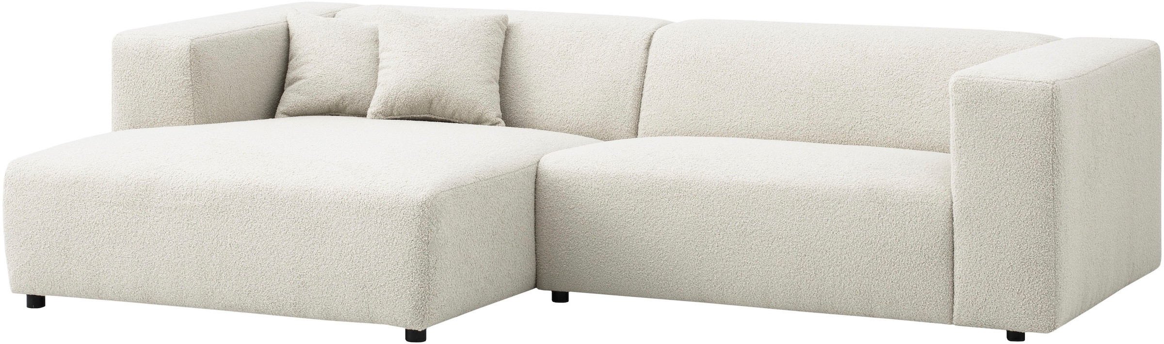 andas Ecksofa »BAKELS, L-Form in Cord oder Boucle-Stoff, moderne Couch«, wahlweise Recamiere rechts/links, bequemer Sitzkomfort