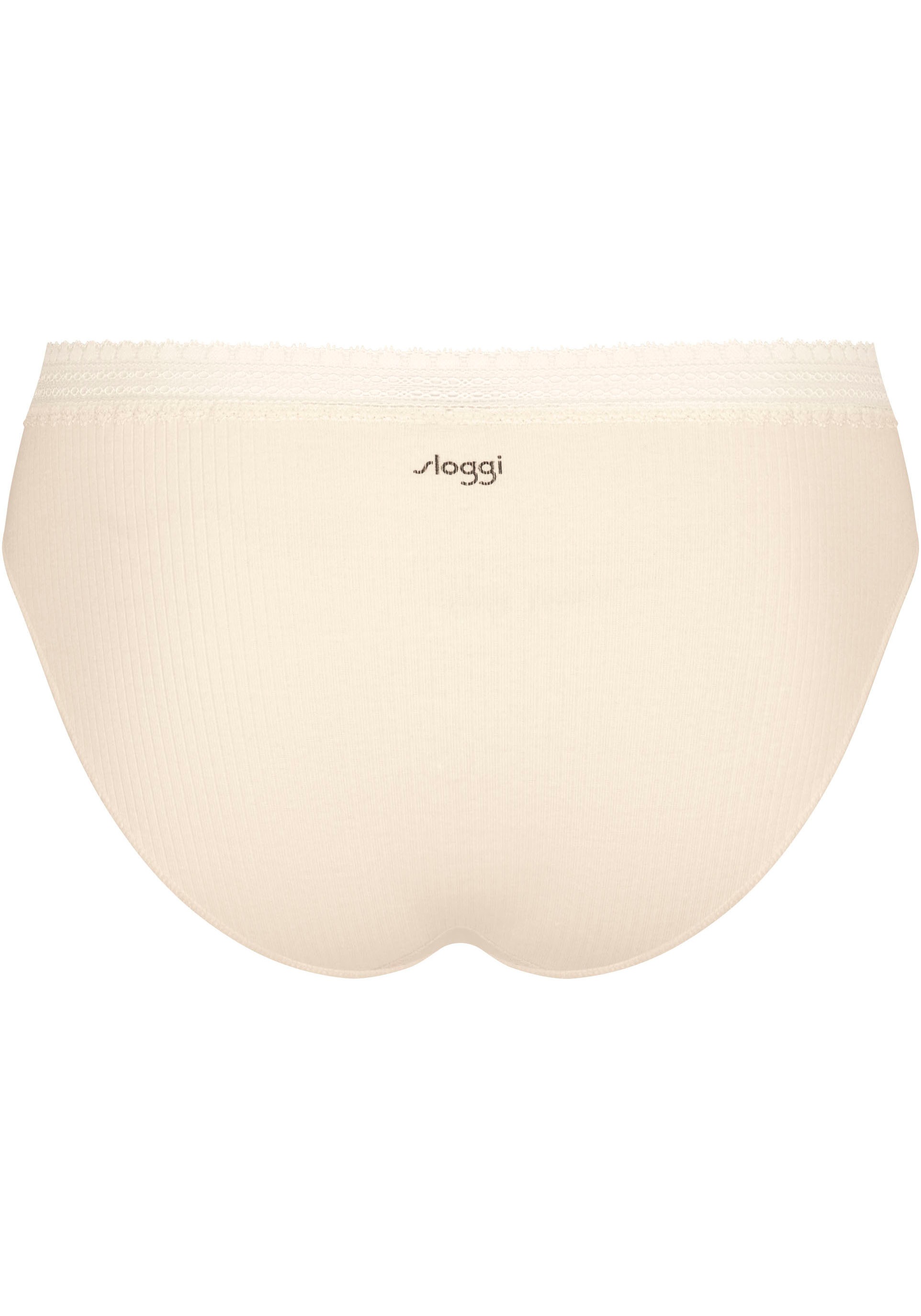 sloggi Slip »GO Ribbed R Tai C2P«, (2er Pack), weiche Rippware mit Spitzenbesatz