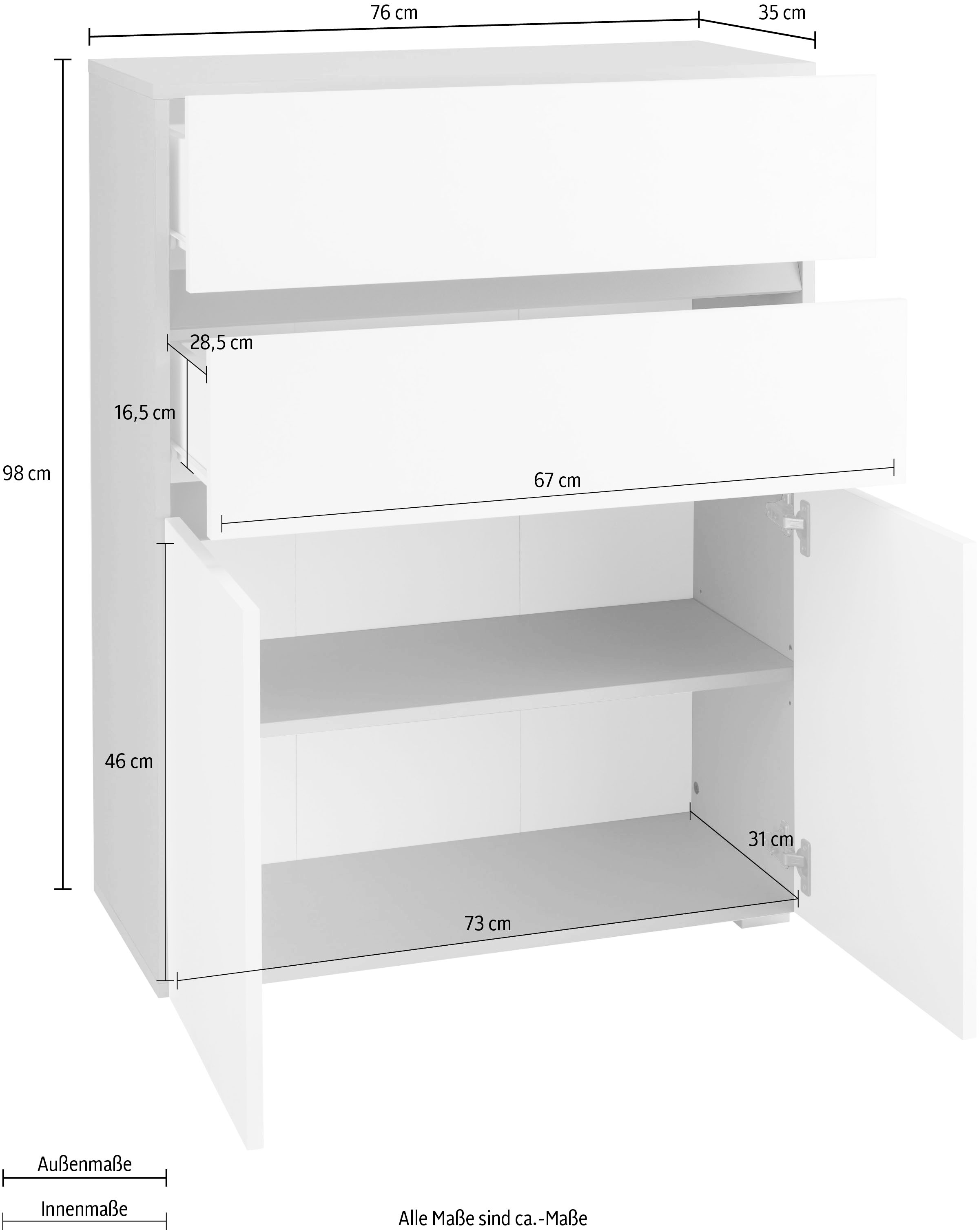 Home affaire Midischrank »Wisla«, Höhe 98 cm, mit Türen & Schubkasten