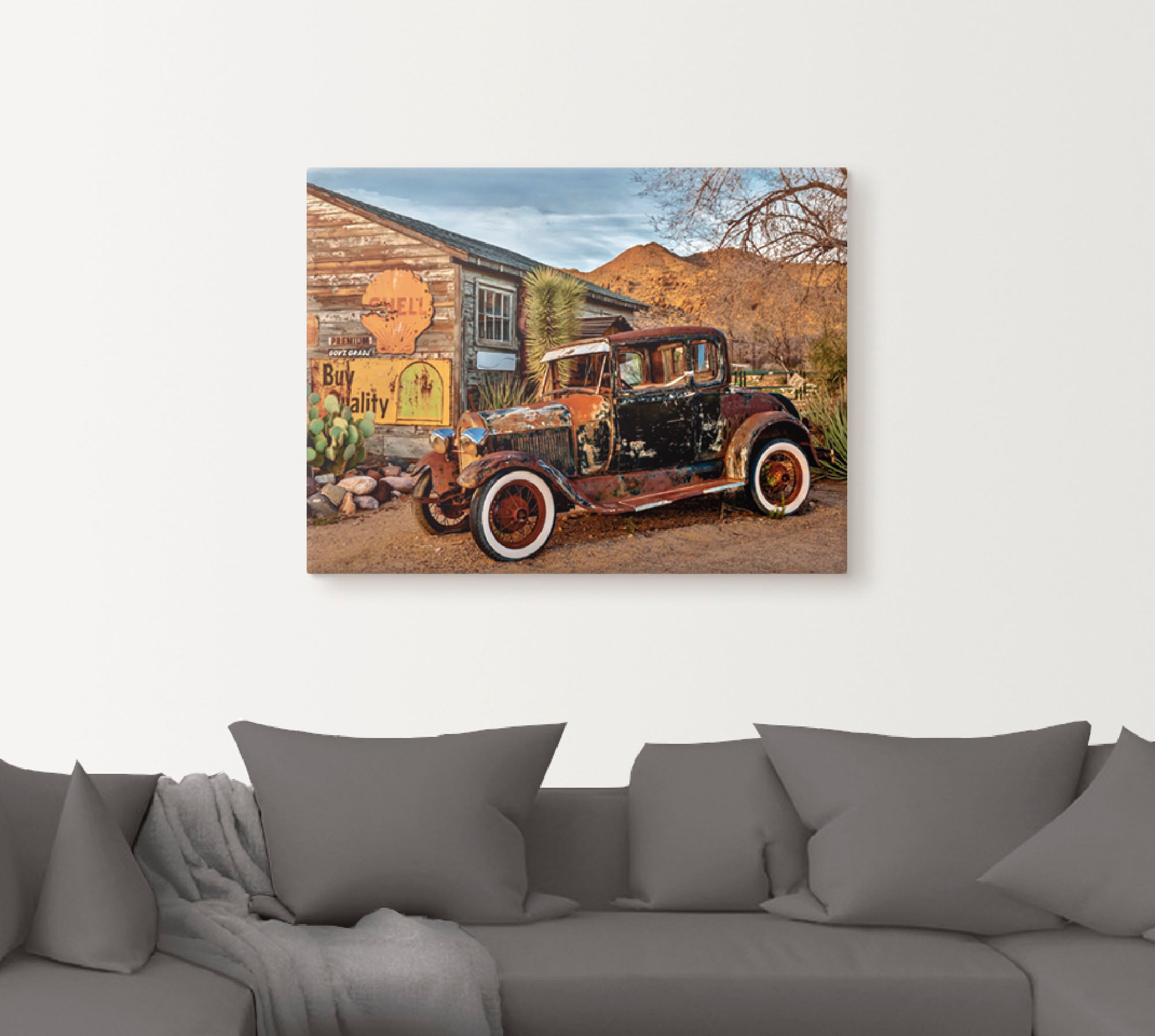 Artland Wandbild »Oldtimer Route 66 Hackberry«, Auto, (1 St.), als Leinwandbild, Wandaufkleber in verschied. Grössen