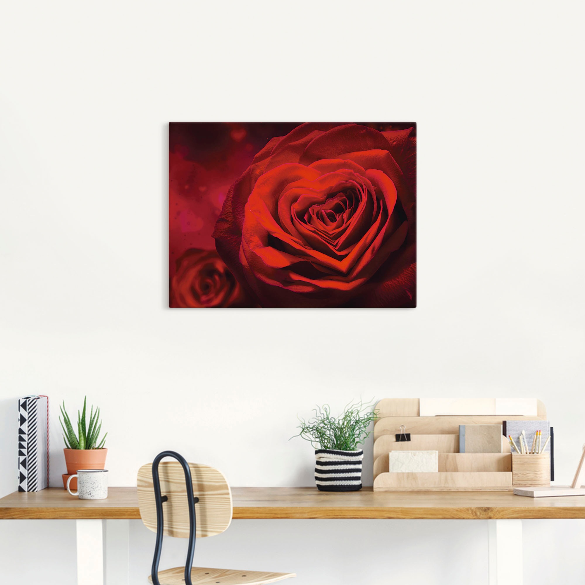 Artland Wandbild »Valentinseinladung mit Herzen und Rosen«, Blumen, (1 St.), als Leinwandbild, Poster, Wandaufkleber in verschied. Grössen