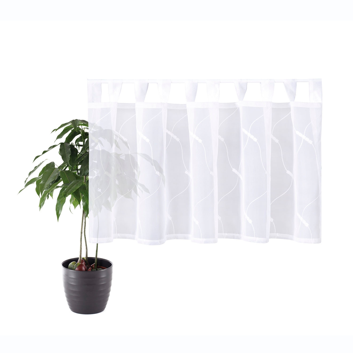 Gerster Scheibengardine »Arist«, (1 St.), SB-Schlaufenbistro "Arist" weiss, mit Stickerei, 150cm X 50 cm (B x H)